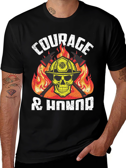 Courage & Honor Firefighter Skull T-Shirt