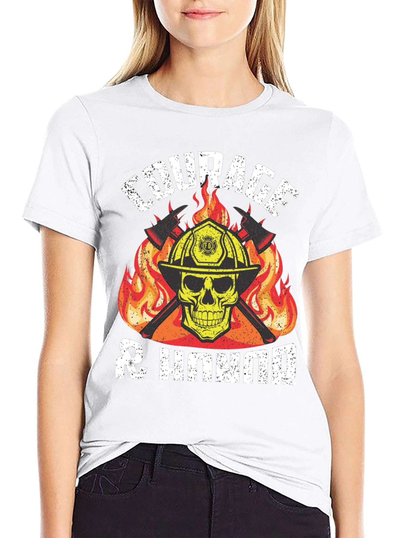 Courage & Honor Firefighter Skull T-Shirt