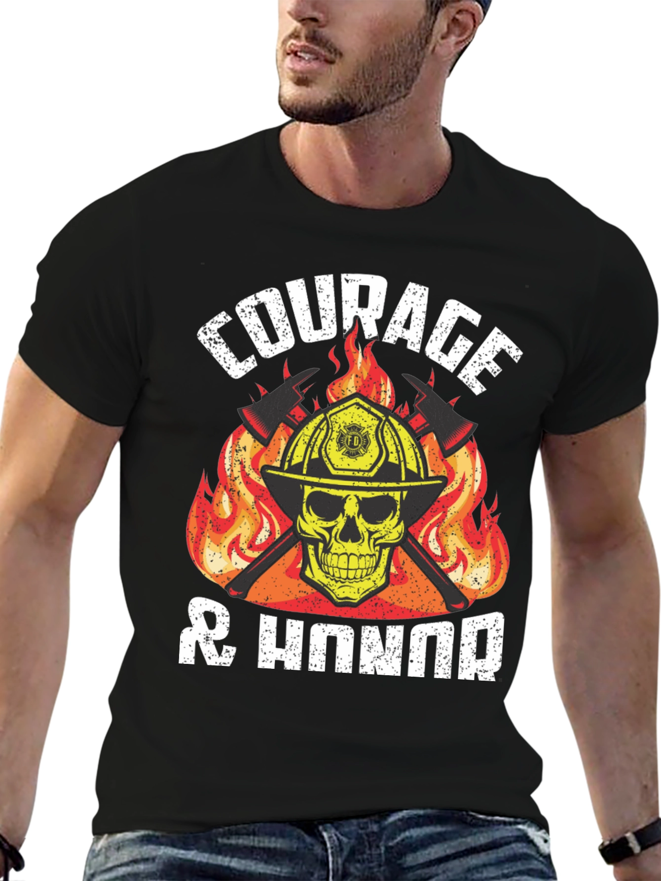 Courage & Honor Firefighter Skull T-Shirt