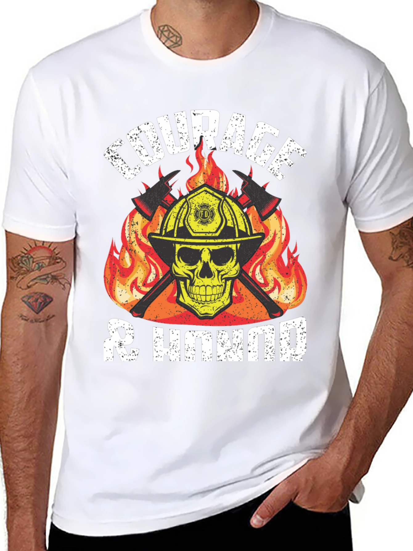 Courage & Honor Firefighter Skull T-Shirt