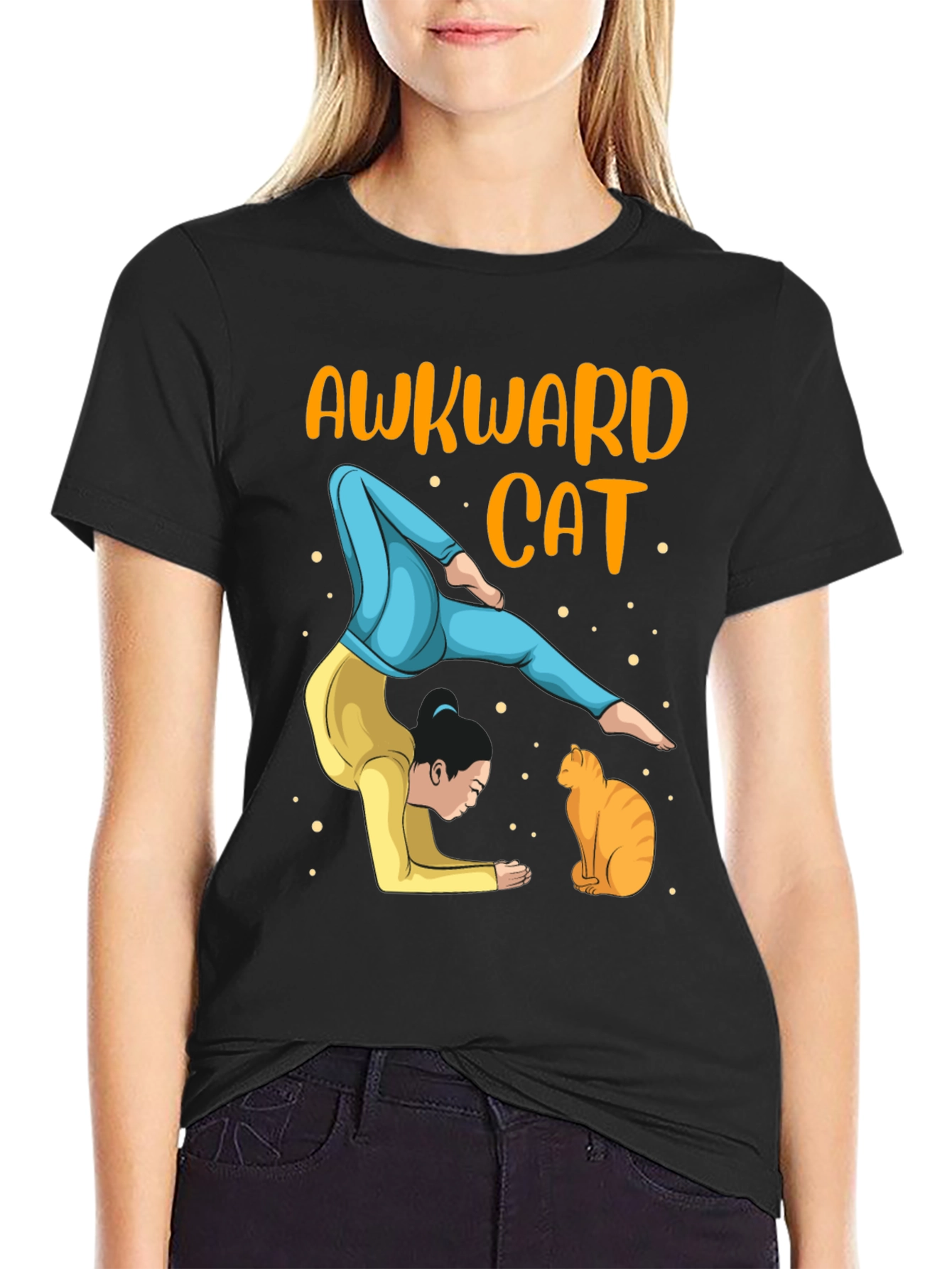 Awkward Cat Yoga T-Shirt - Mens Graphic Tee