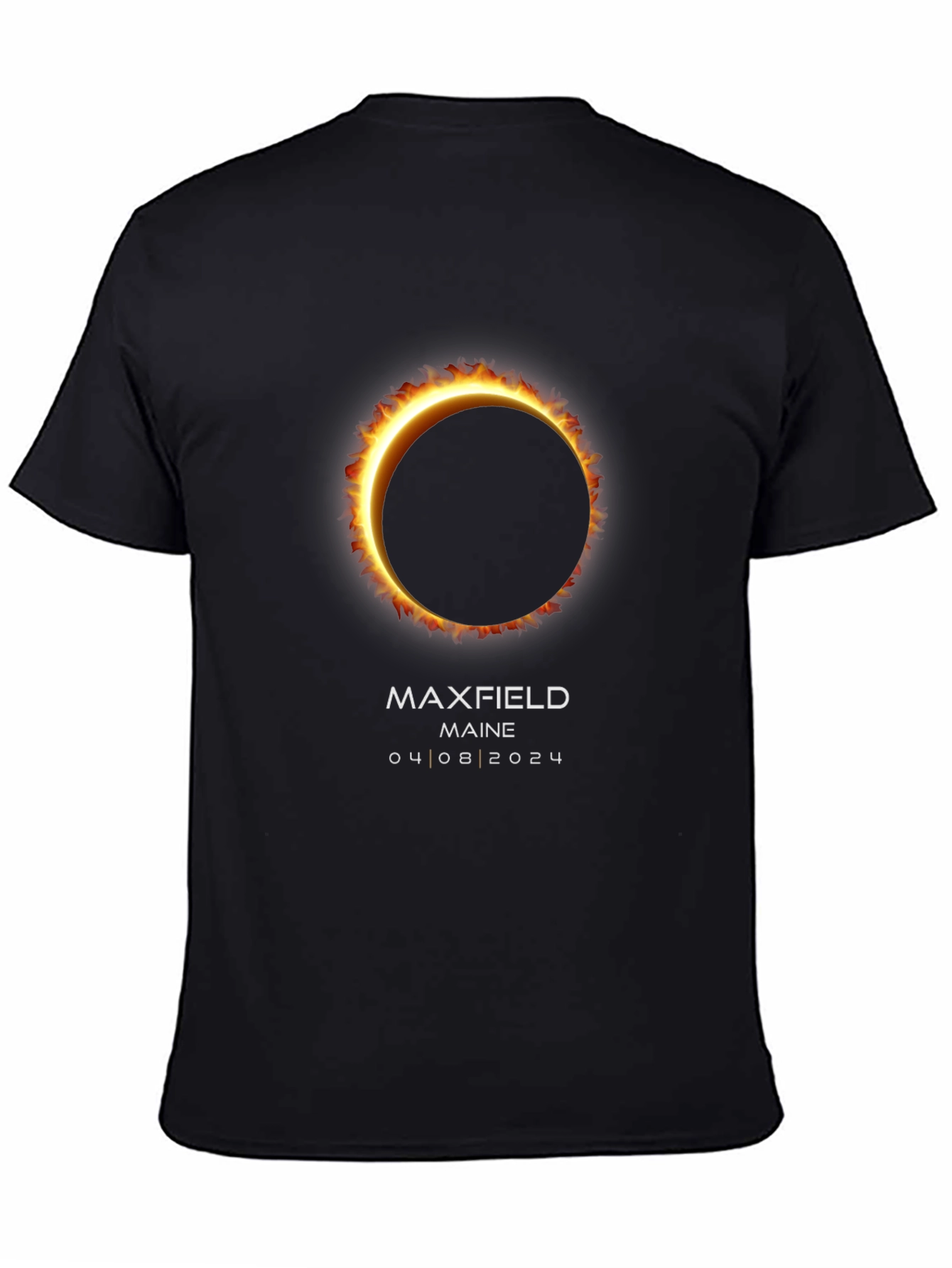 Maxfield Maine Eclipse 2024 Black T-Shirt