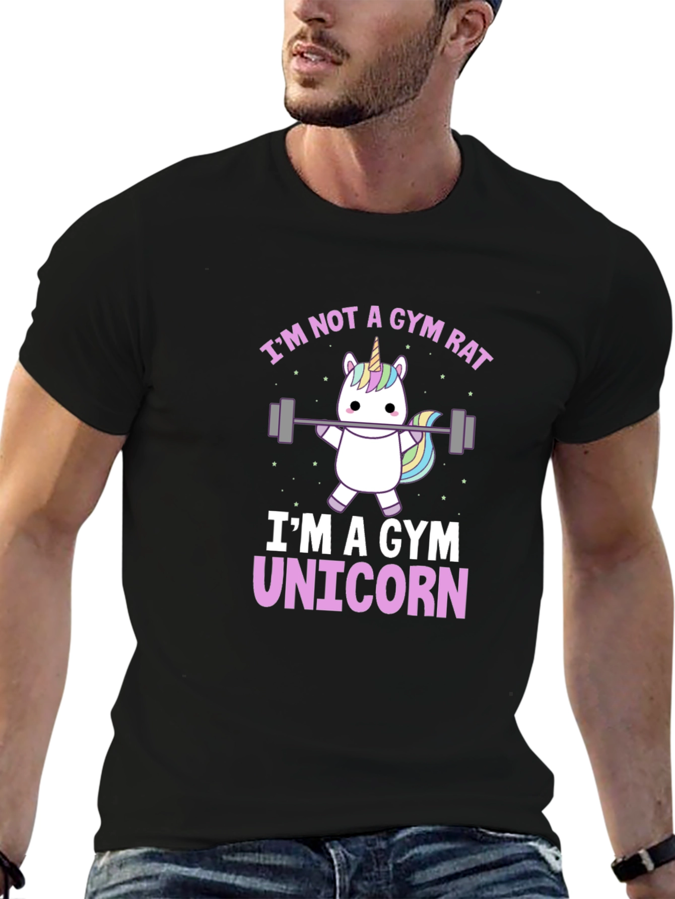 Gym Unicorn Graphic T-Shirt - Black