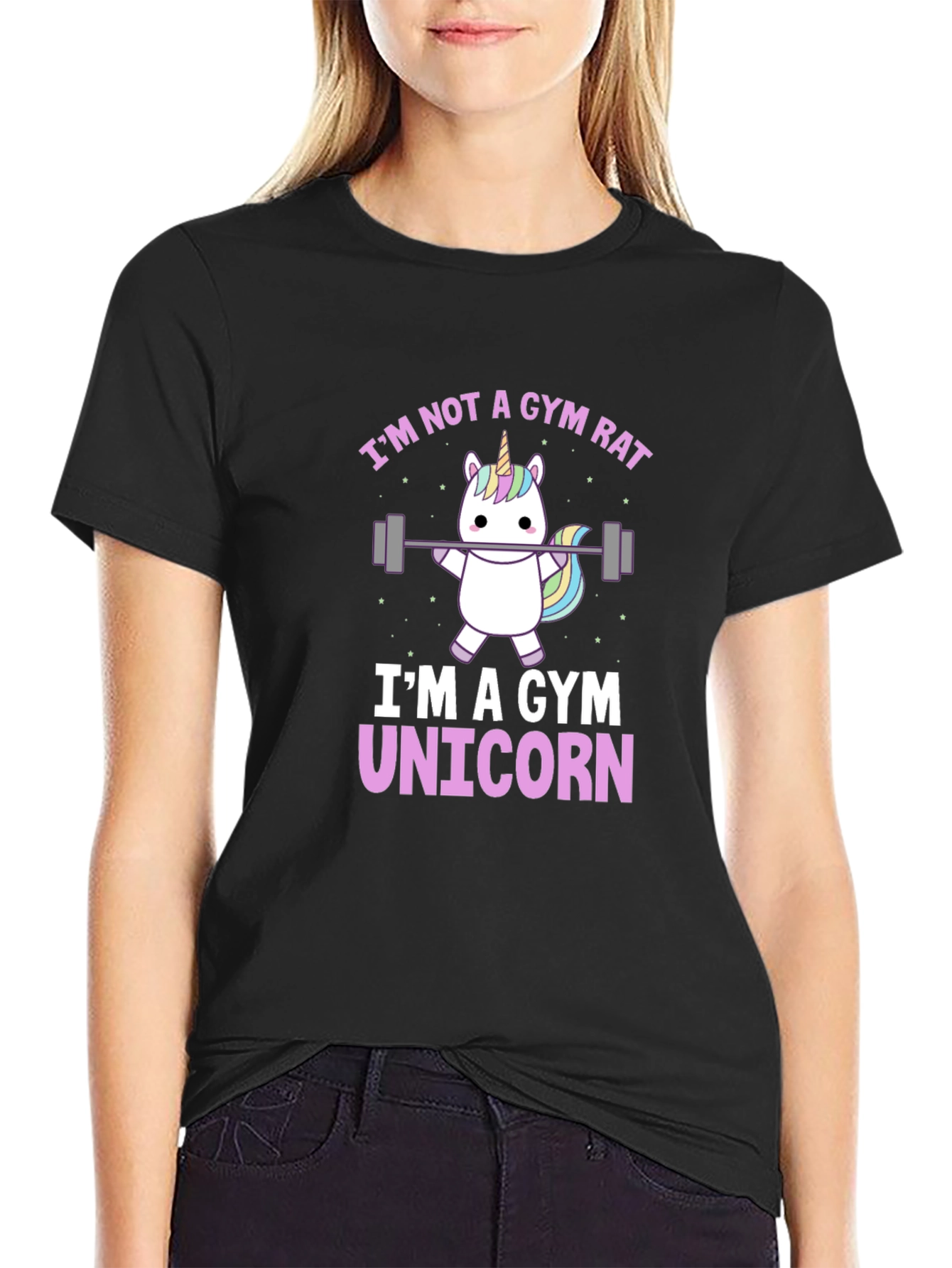 Gym Unicorn Graphic T-Shirt - Black