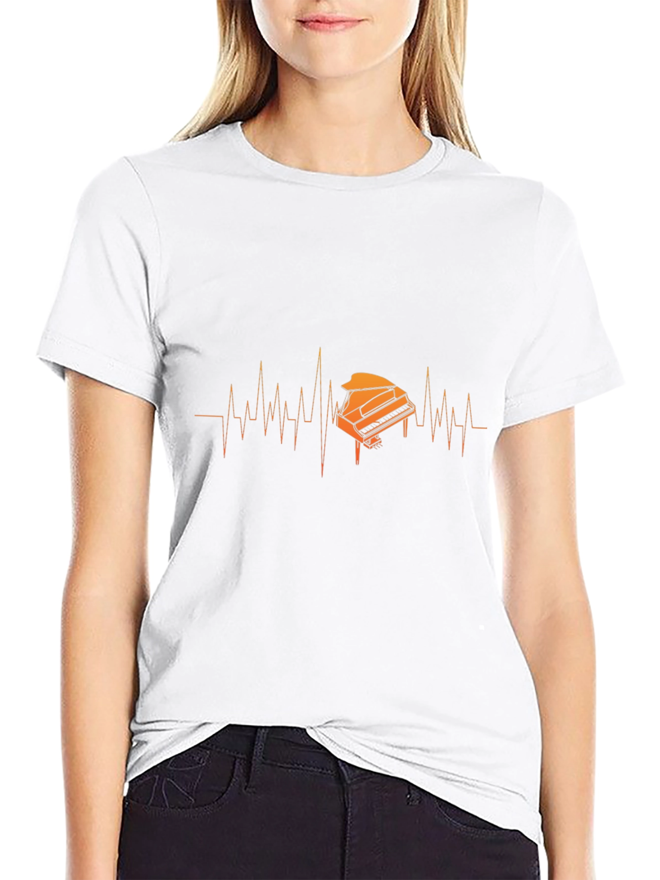 Piano Heartbeat Graphic T-Shirt - Music Lover Tee
