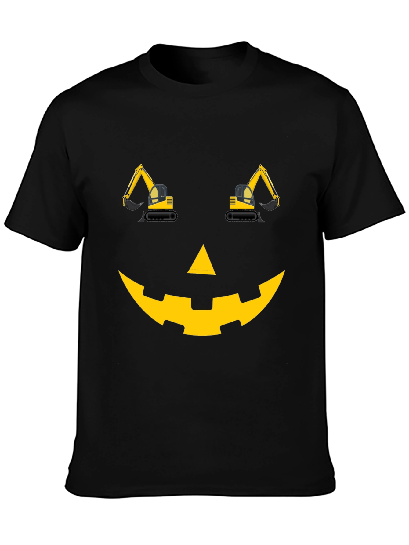 Construction Excavator Pumpkin Face Halloween T-Shirt