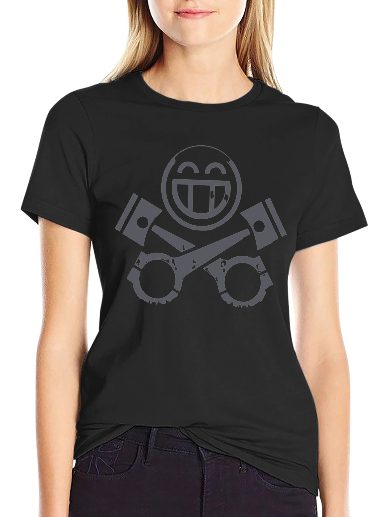 Edgy Graphic Tee: Smile Pistons