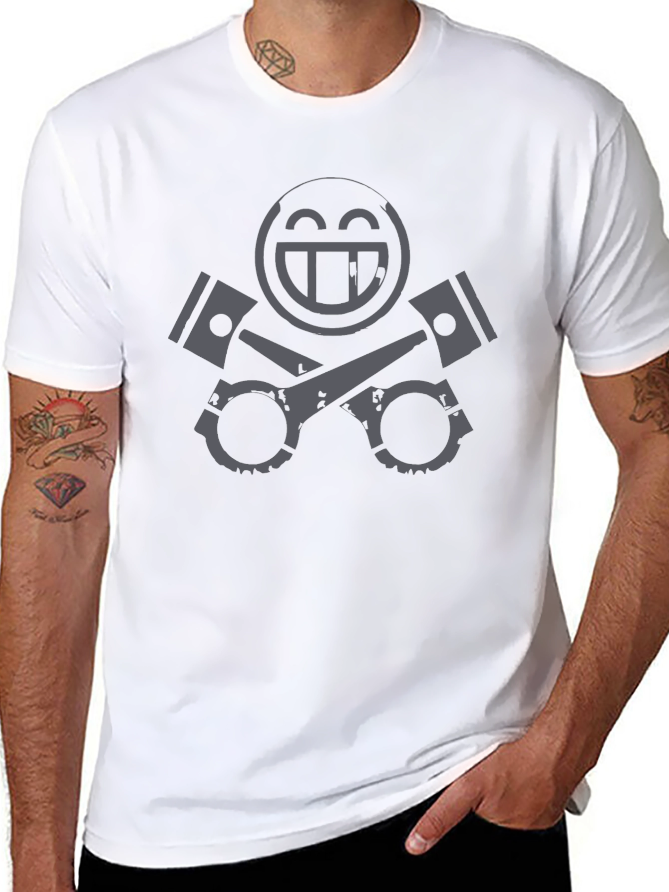 Edgy Graphic Tee: Smile Pistons