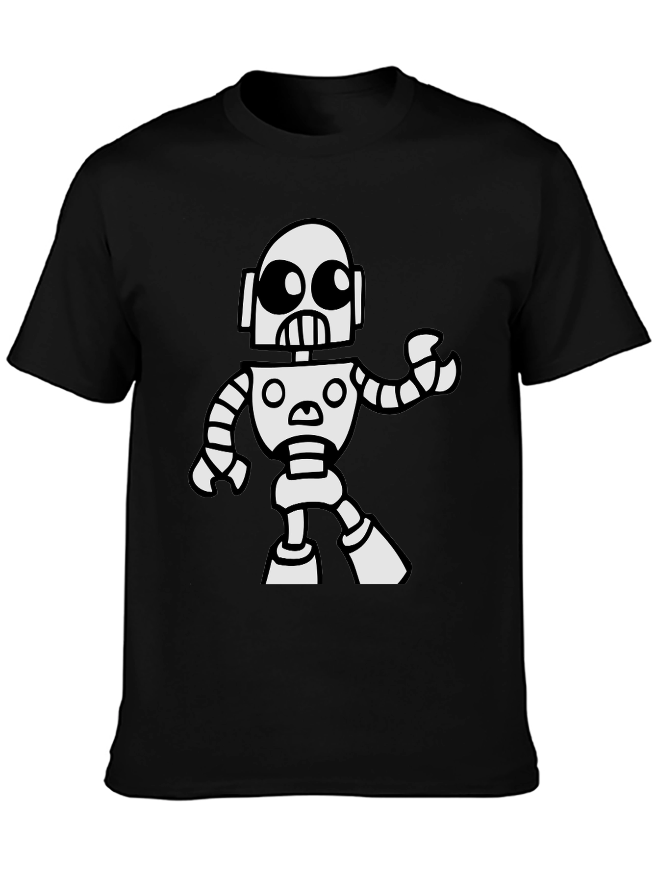 Robot Graphic T-Shirt - Black Cotton Tee