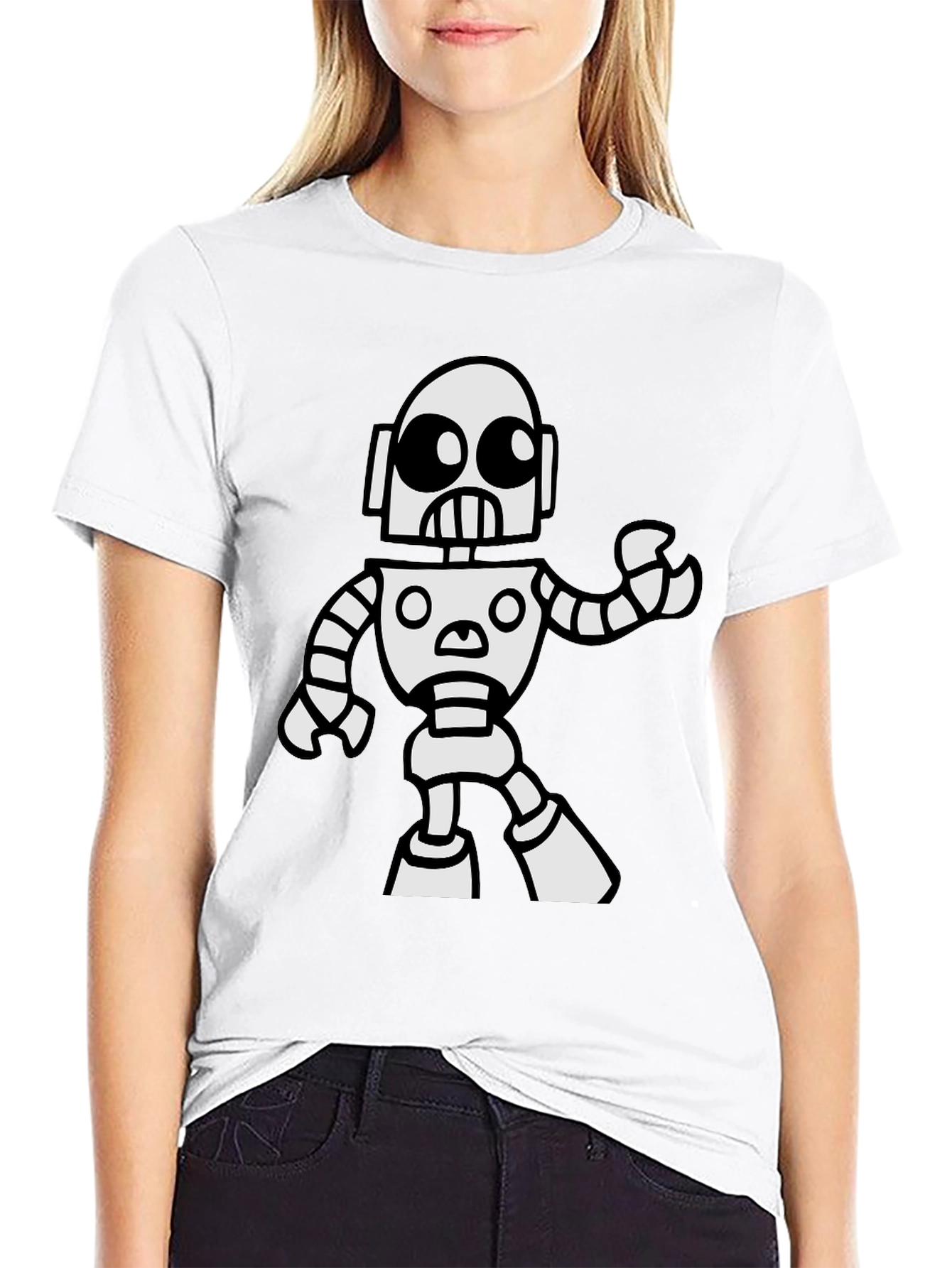 Robot Graphic T-Shirt - Black Cotton Tee