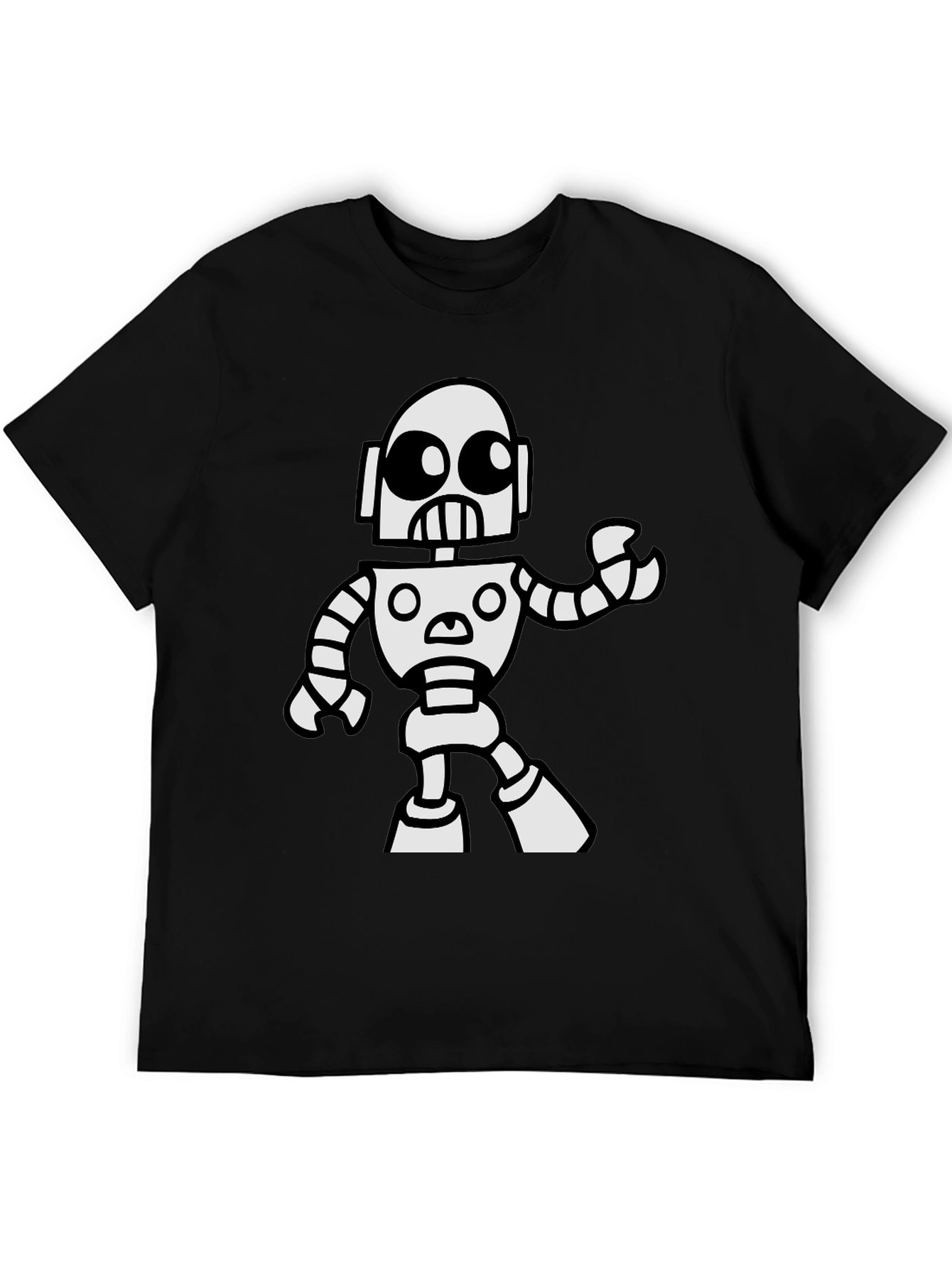 Robot Graphic T-Shirt - Black Cotton Tee