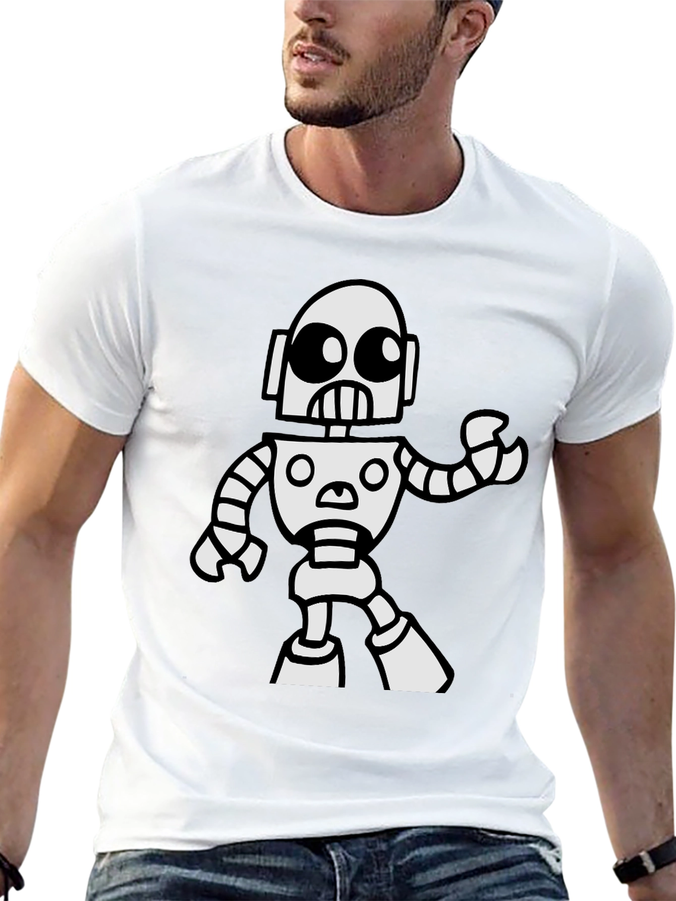 Robot Graphic T-Shirt - Black Cotton Tee