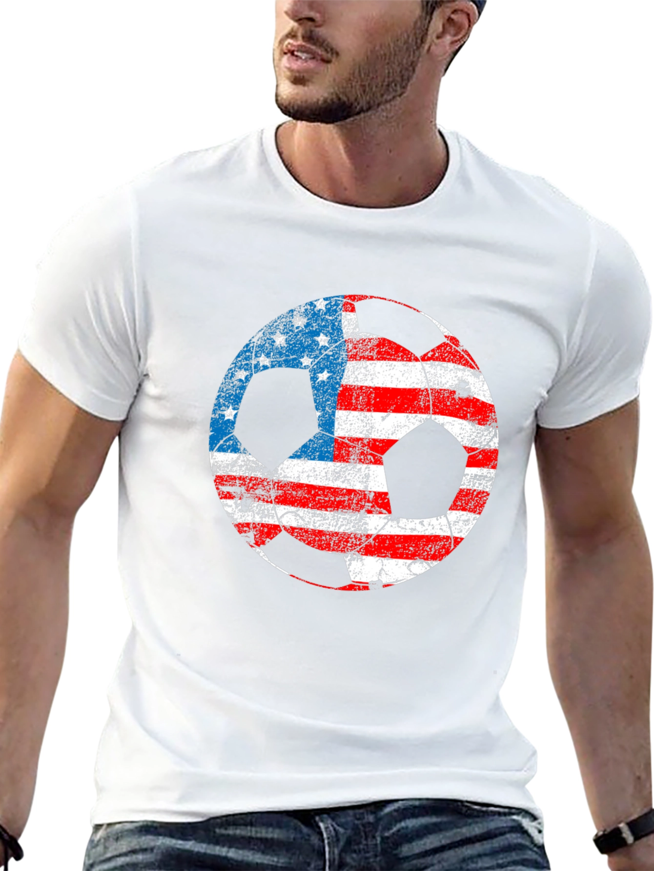USA Flag Soccer Ball Graphic T-Shirt