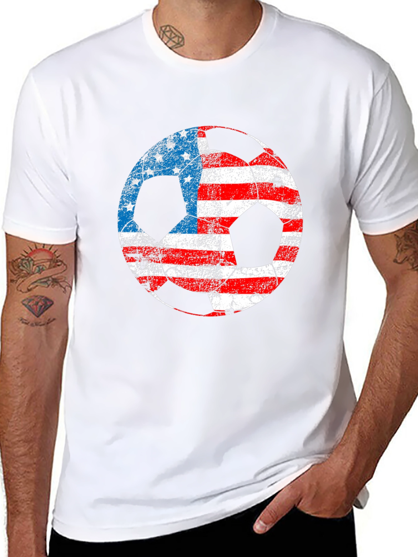 USA Flag Soccer Ball Graphic T-Shirt