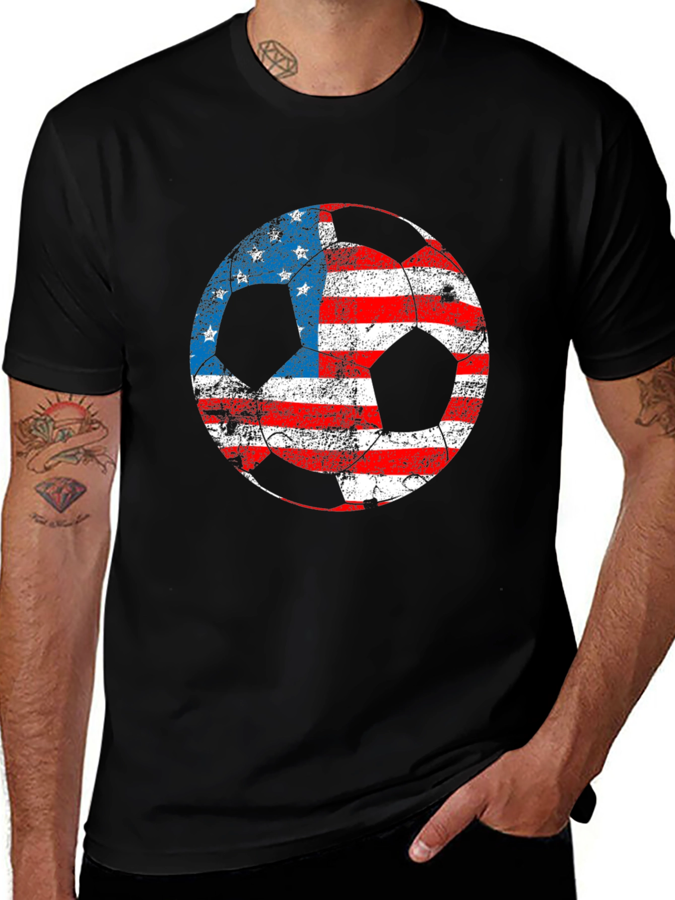 USA Flag Soccer Ball Graphic T-Shirt