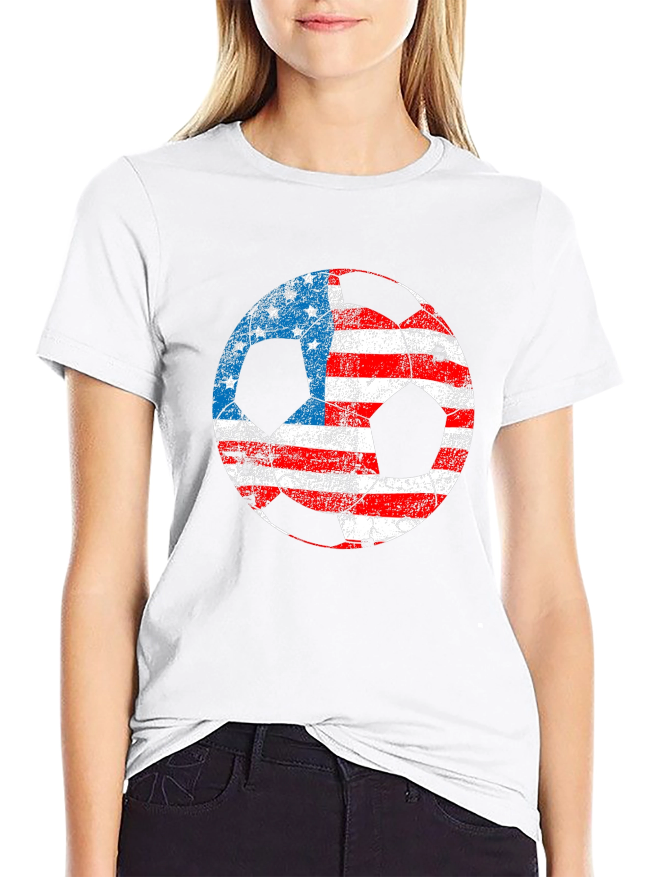 USA Flag Soccer Ball Graphic T-Shirt