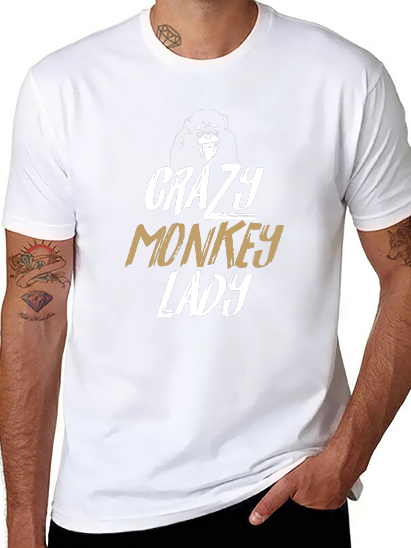Crazy Monkey Lady Graphic Tee - Unique Design