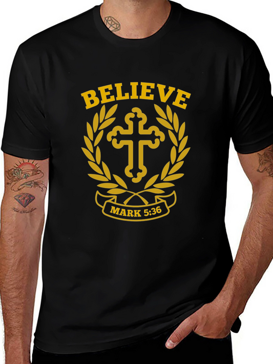 Believe T-Shirt with Cross and Scripture