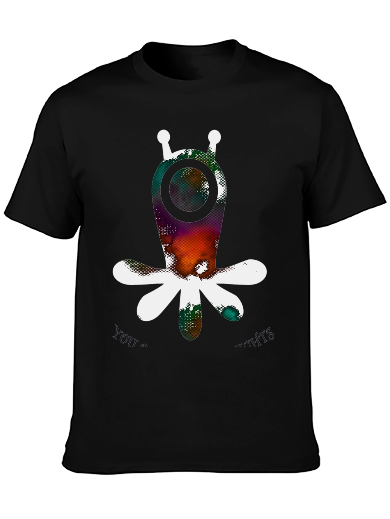 Abstract Alien Graphic Print Black T-Shirt