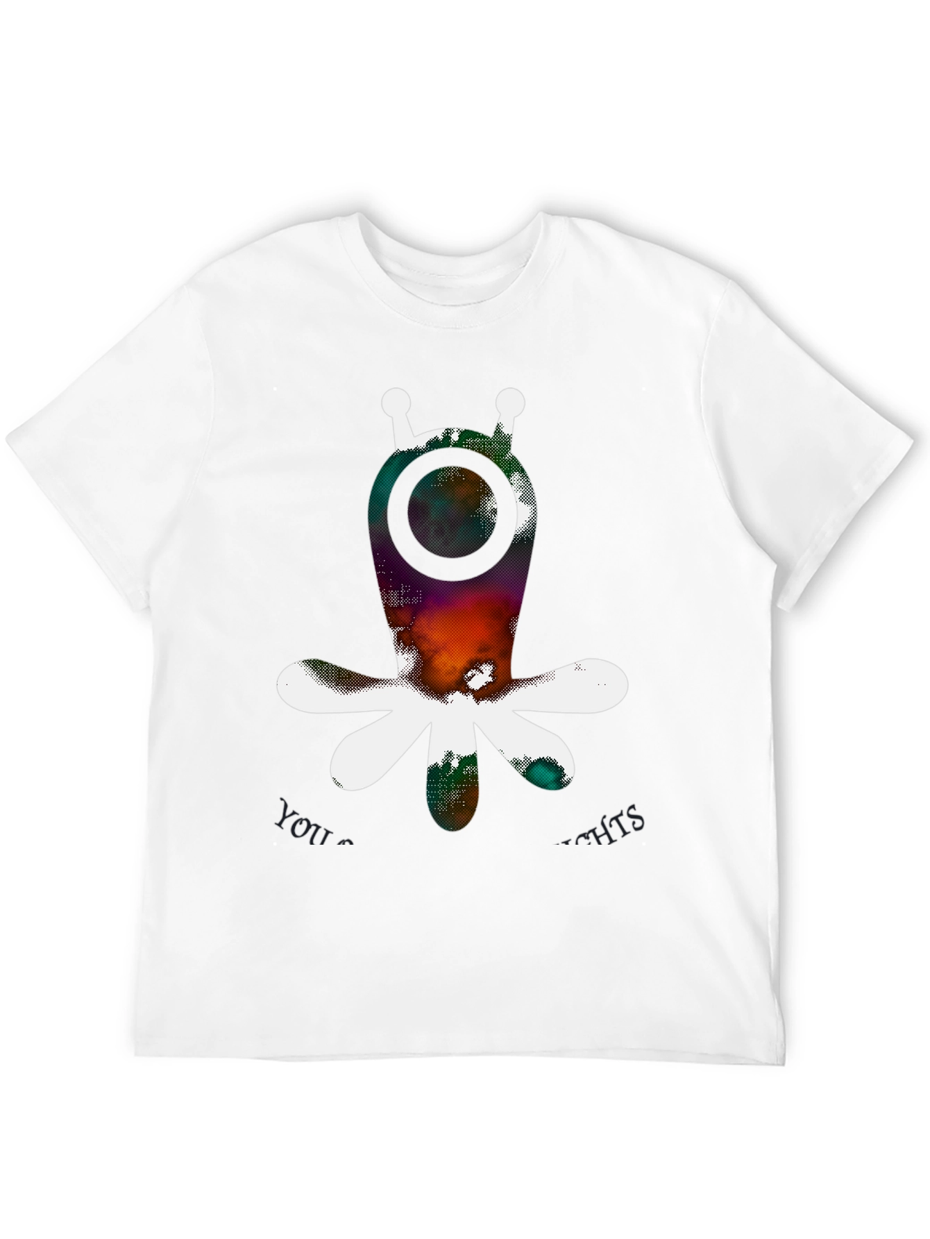 Abstract Alien Graphic Print Black T-Shirt