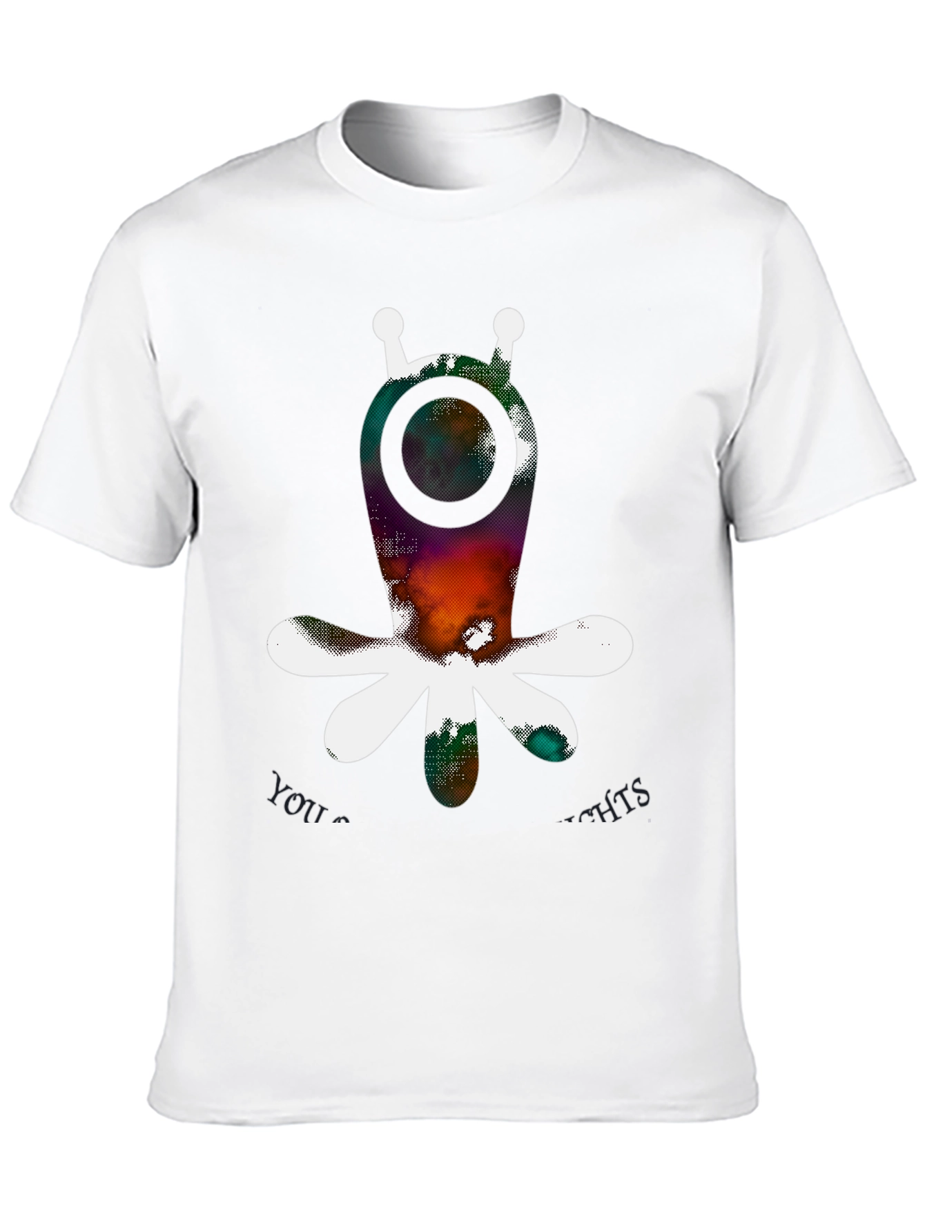 Abstract Alien Graphic Print Black T-Shirt
