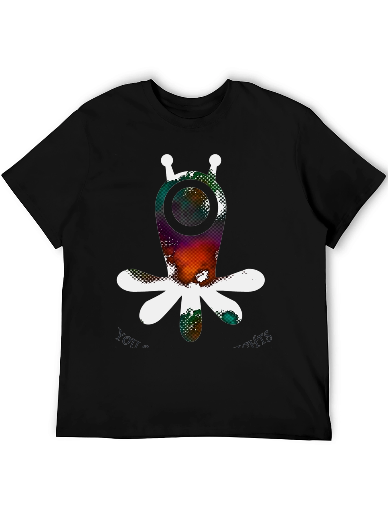 Abstract Alien Graphic Print Black T-Shirt