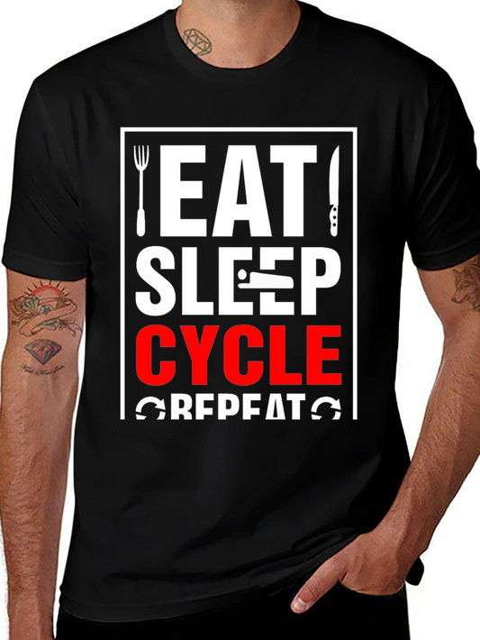 Eat Sleep Cycle Repeat T-Shirt - Black