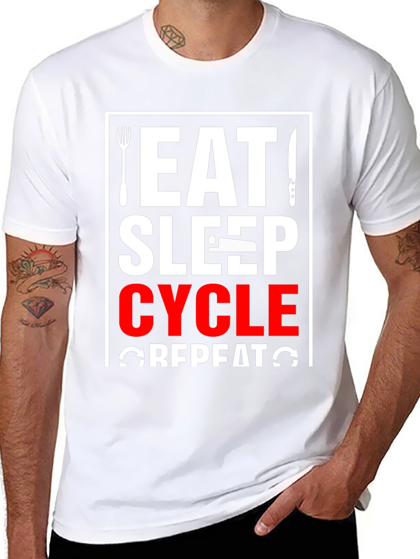 Eat Sleep Cycle Repeat T-Shirt - Black