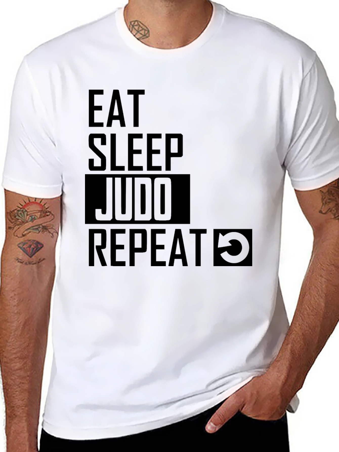 Eat Sleep Judo Repeat - Black Graphic T-Shirt