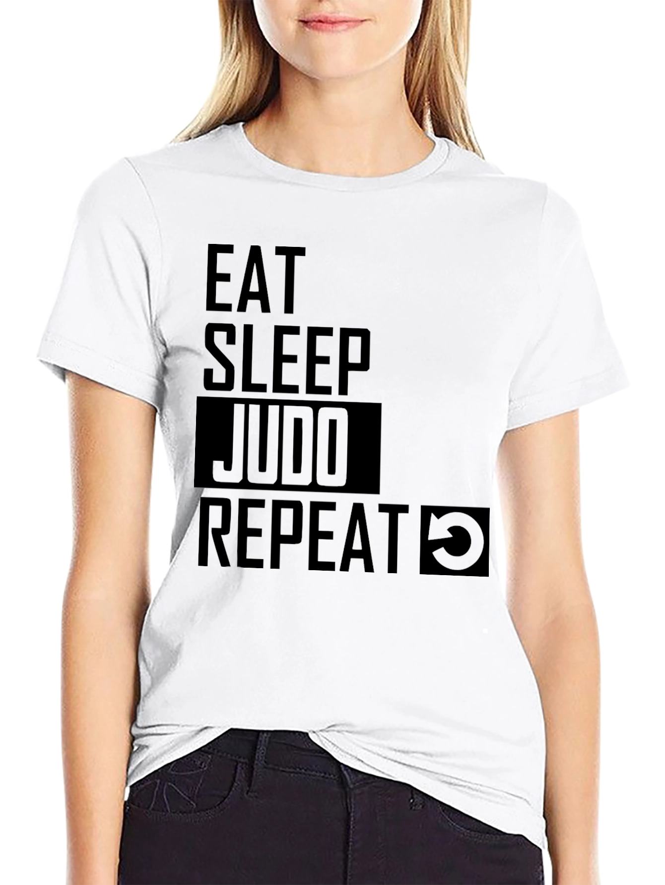Eat Sleep Judo Repeat - Black Graphic T-Shirt