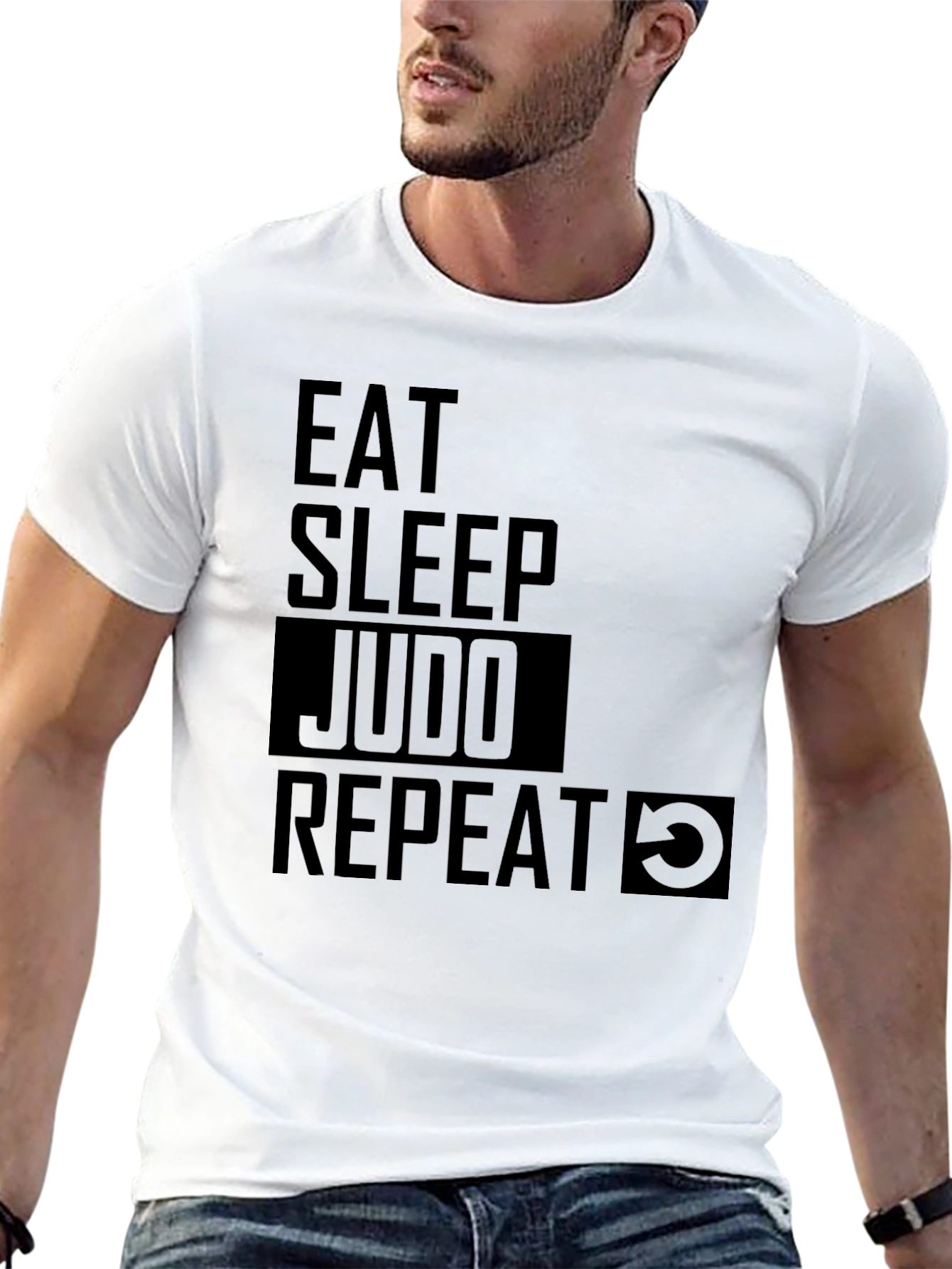 Eat Sleep Judo Repeat - Black Graphic T-Shirt