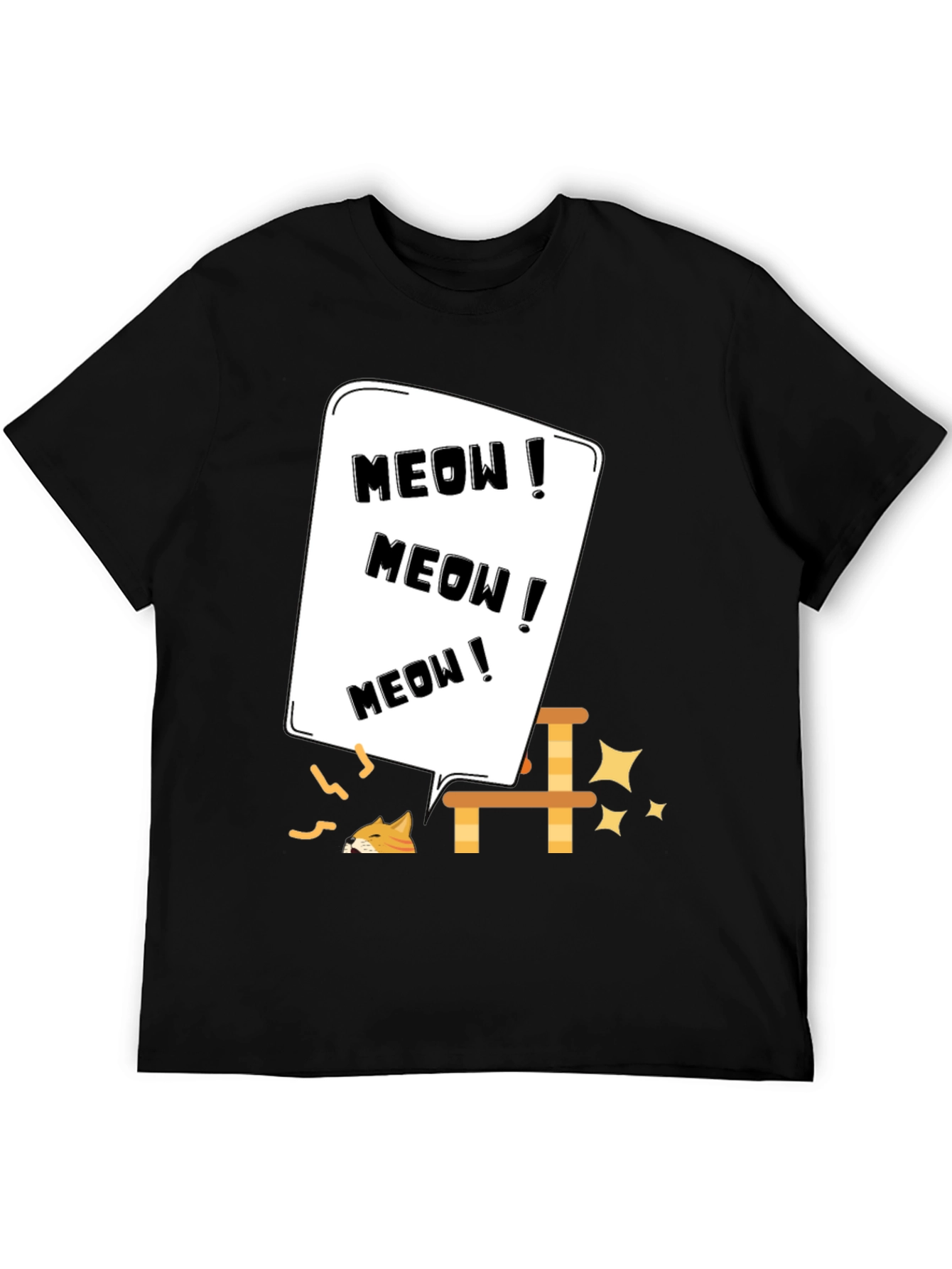 Meow Cat Lover T-Shirt Black