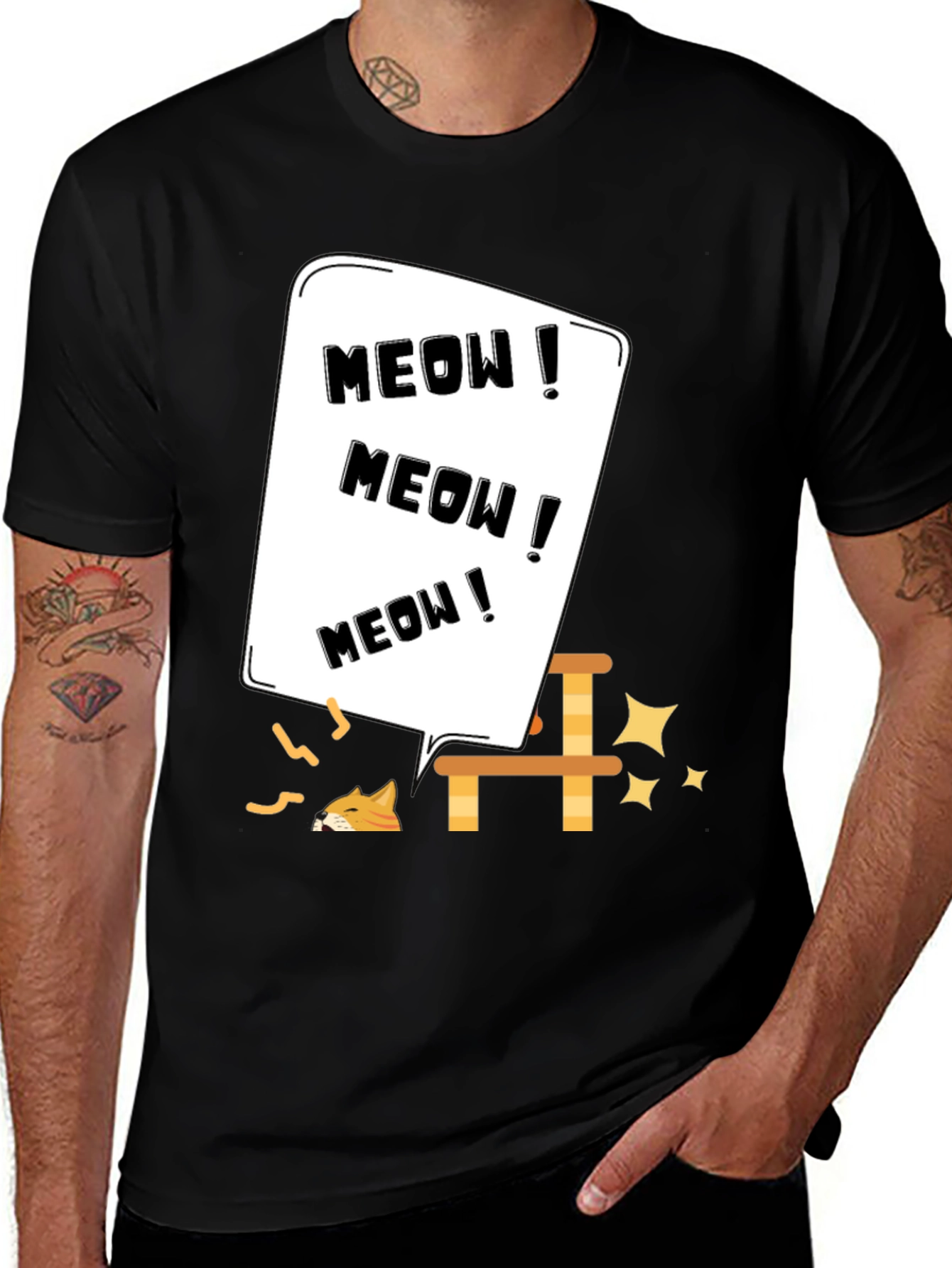 Meow Cat Lover T-Shirt Black