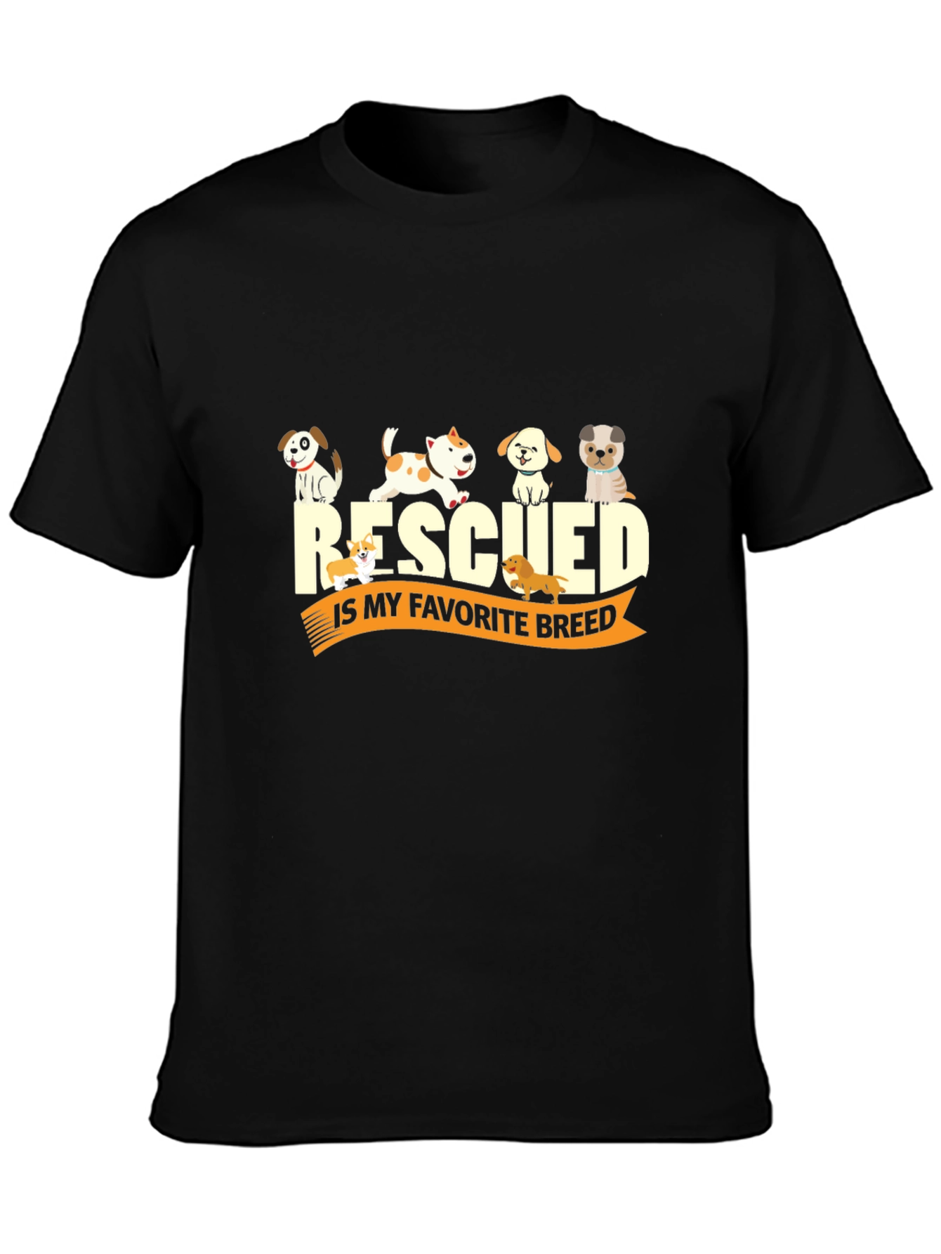 Rescued Is My Favorite Breed Black T-Shirt