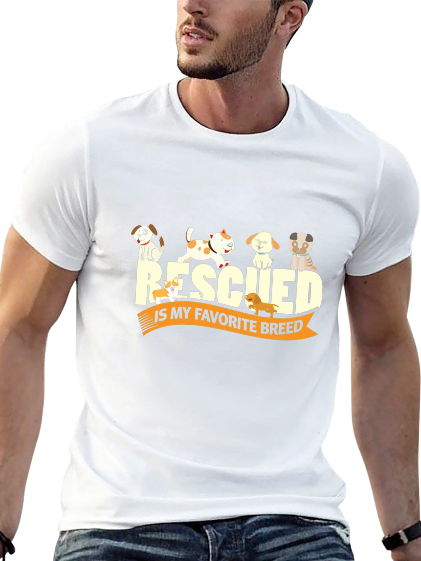 Rescued Is My Favorite Breed Black T-Shirt