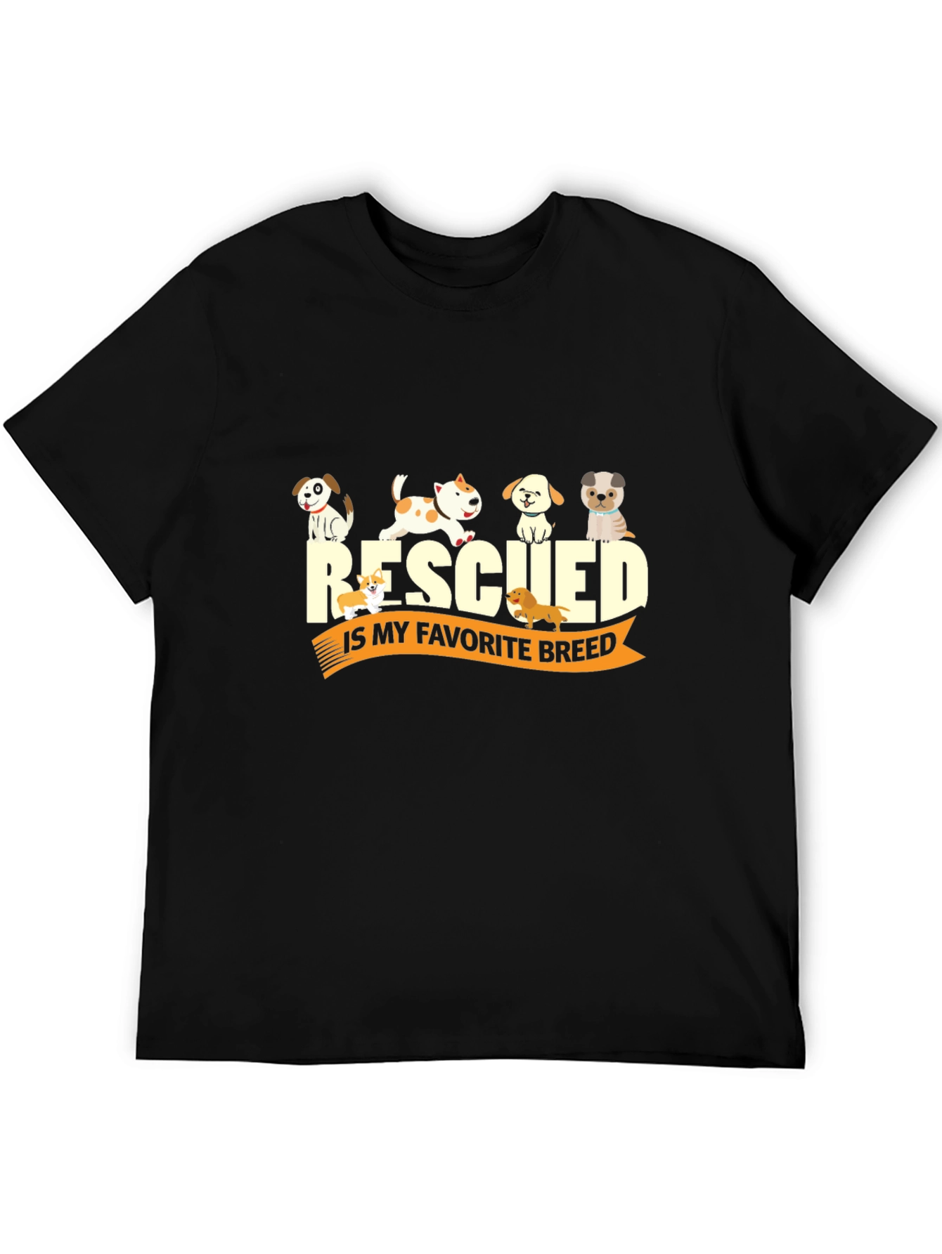Rescued Is My Favorite Breed Black T-Shirt