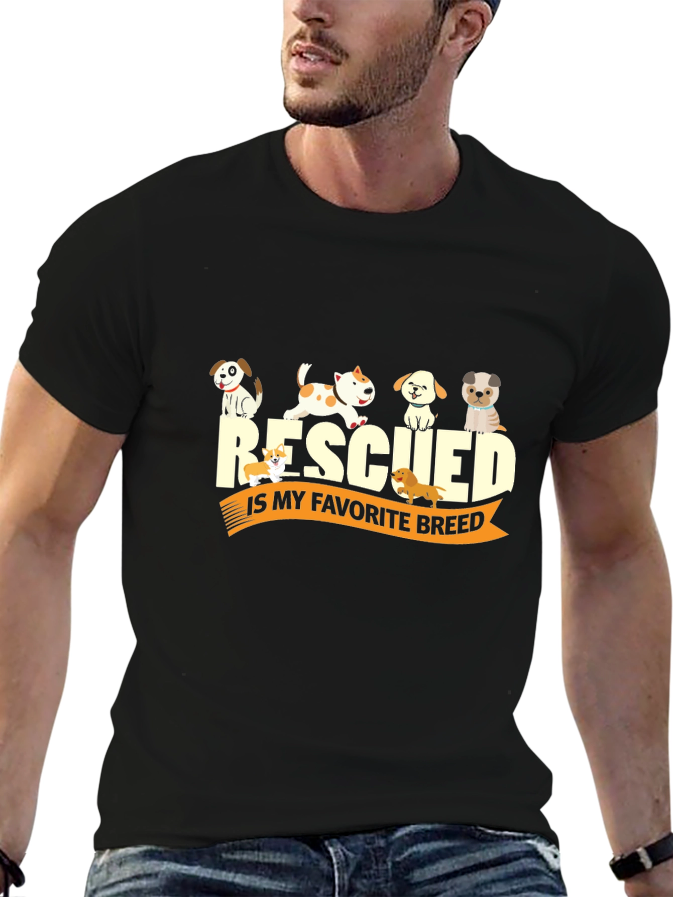 Rescued Is My Favorite Breed Black T-Shirt