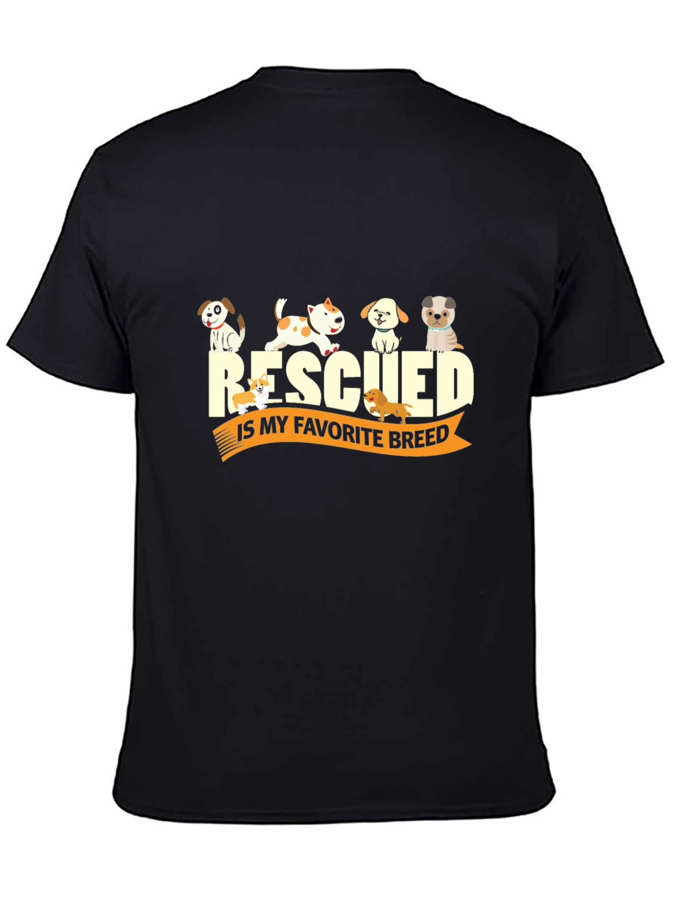 Rescued Is My Favorite Breed Black T-Shirt