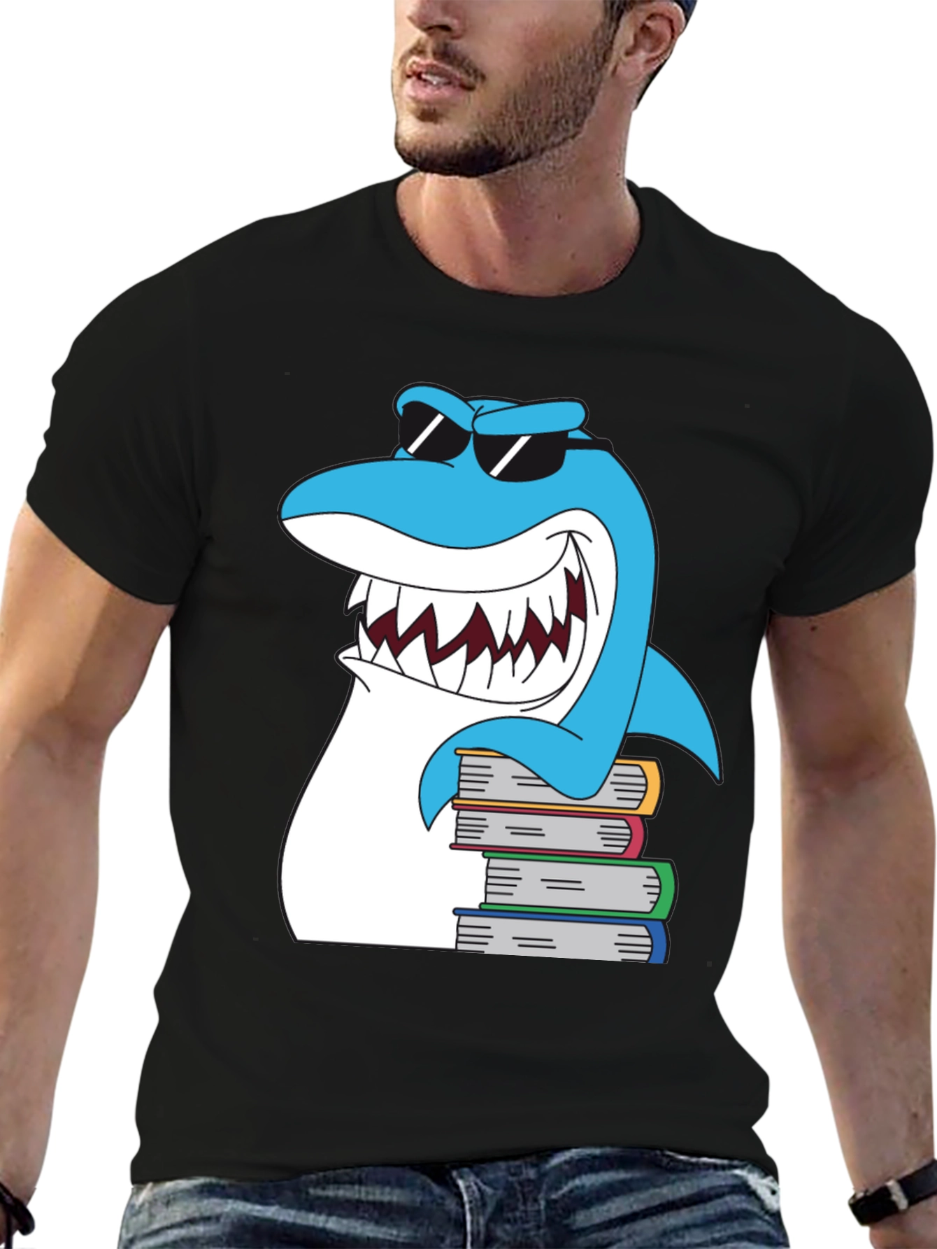 Cool Shark Reads Books Graphic T-Shirt