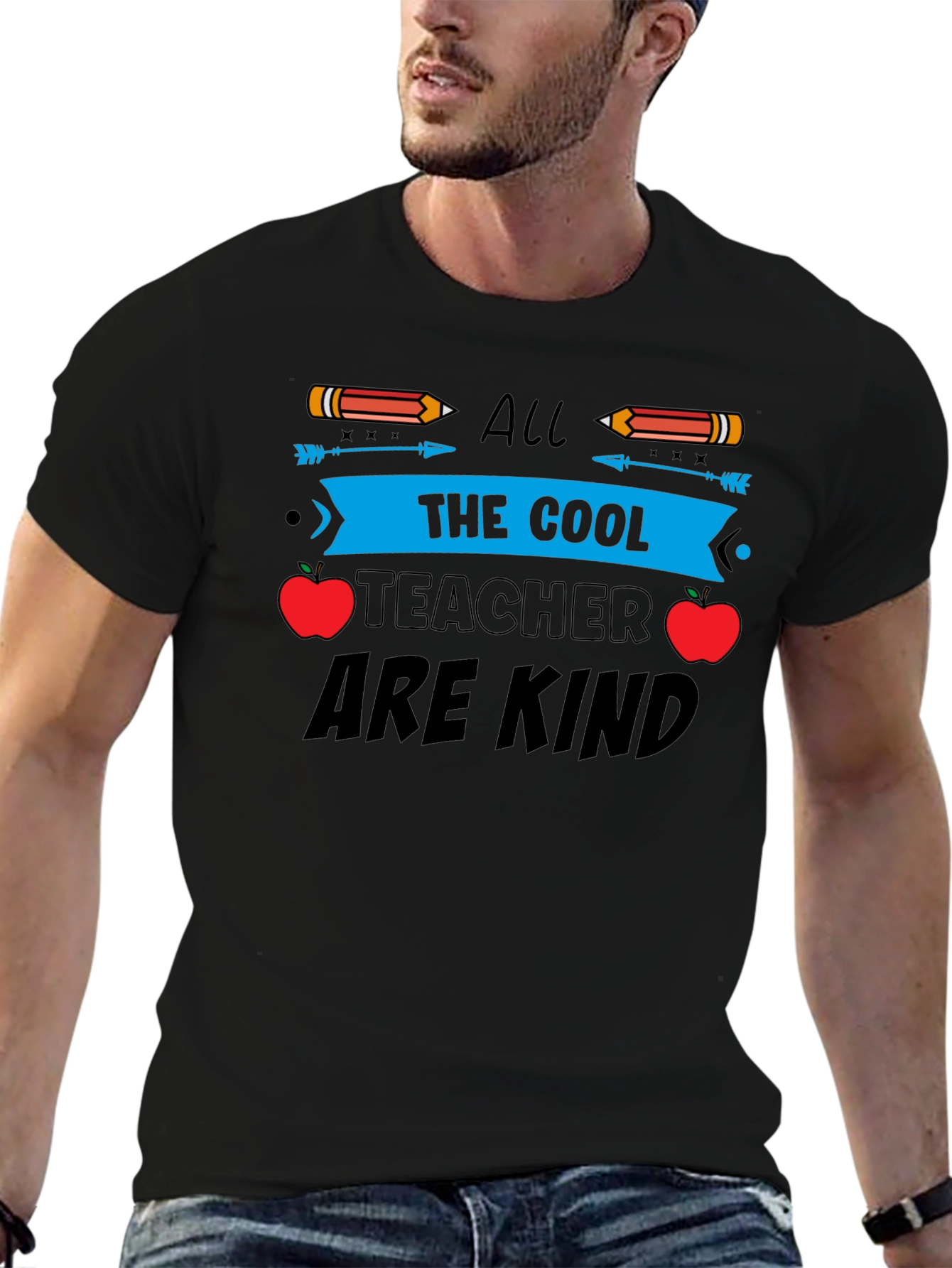 Cool Teacher Are Kind Black Graphic Tee