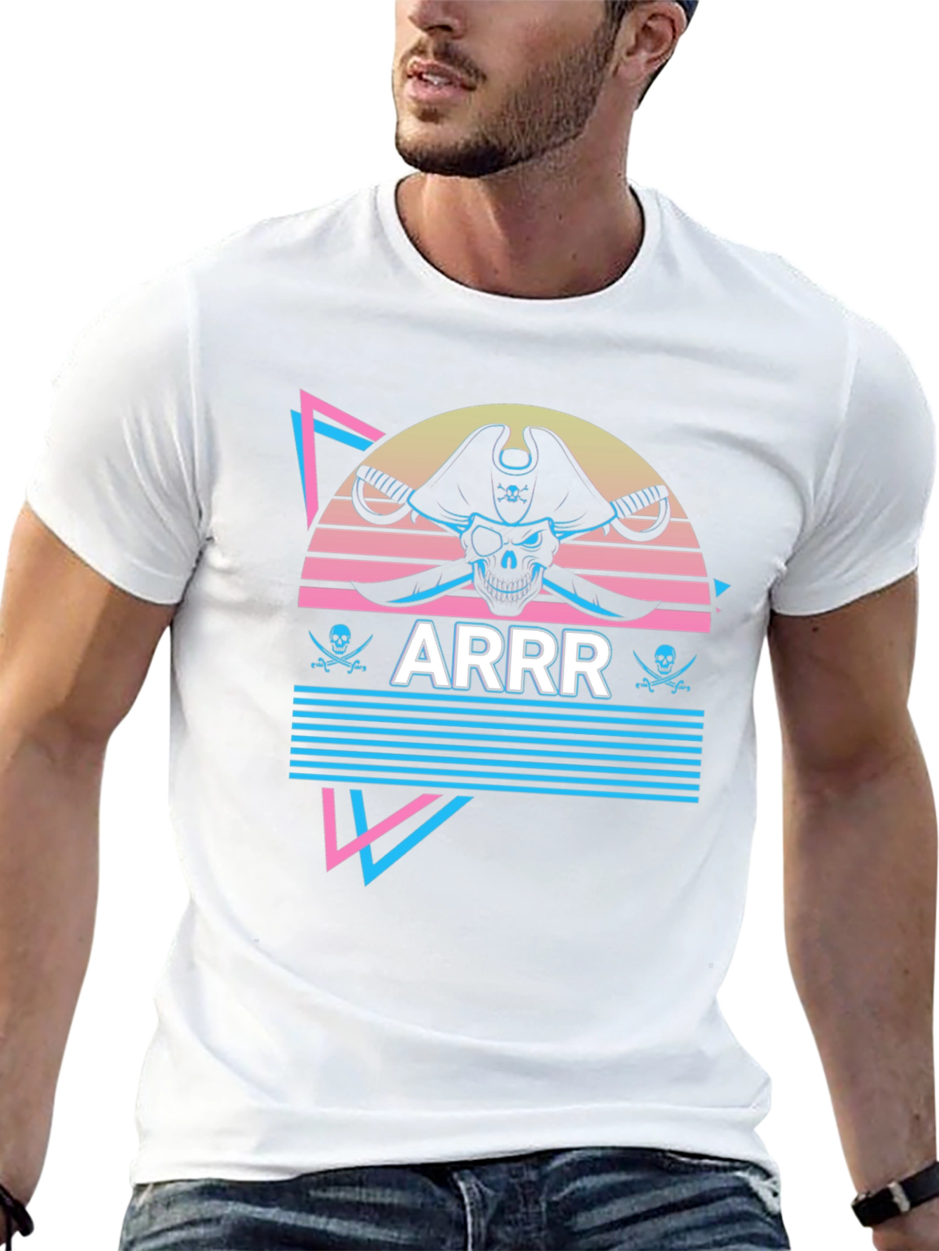 Retro Pirate T-Shirt - ARRR Skull Design