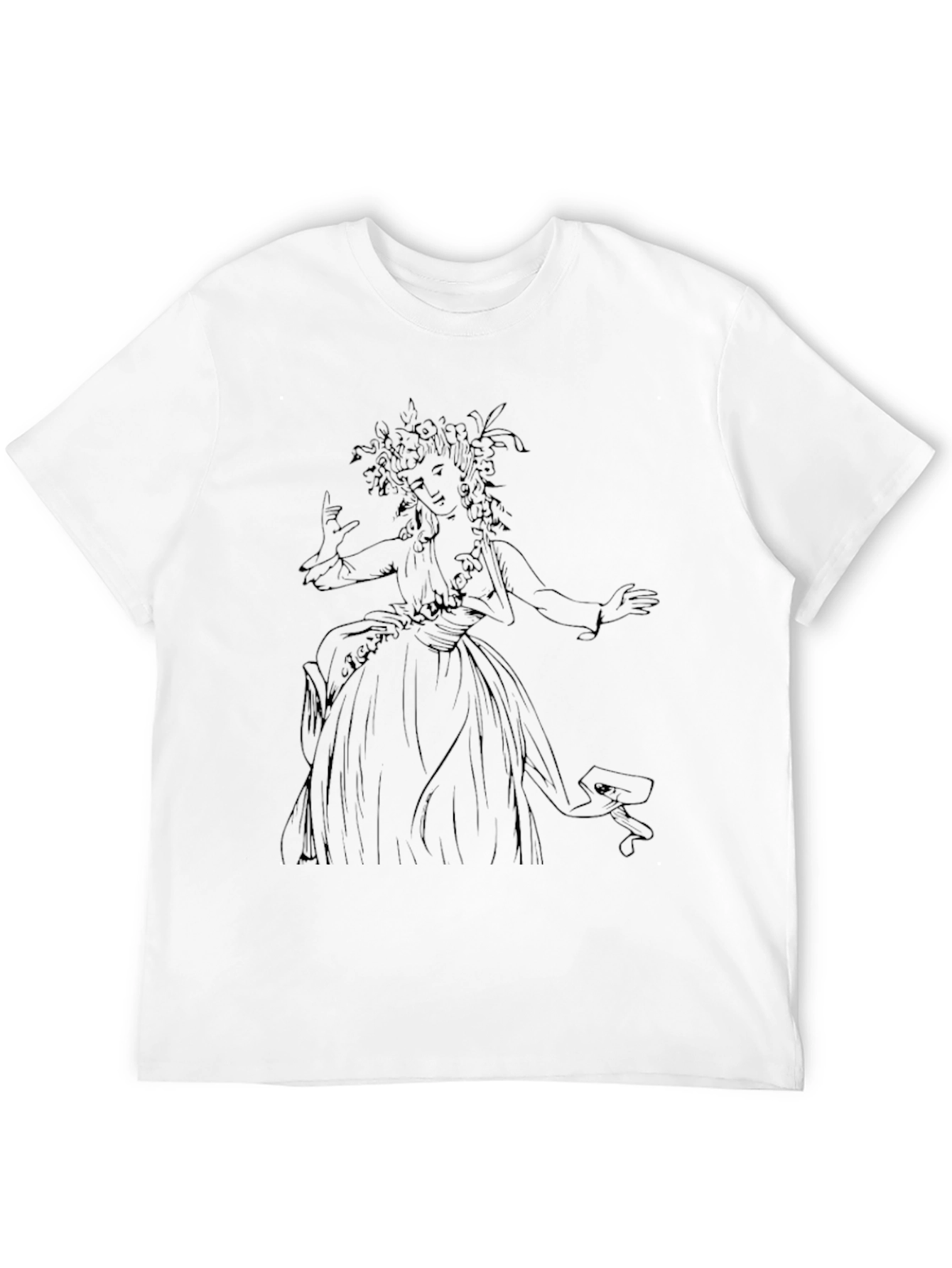 Elegant Woman Sketch Black T-Shirt