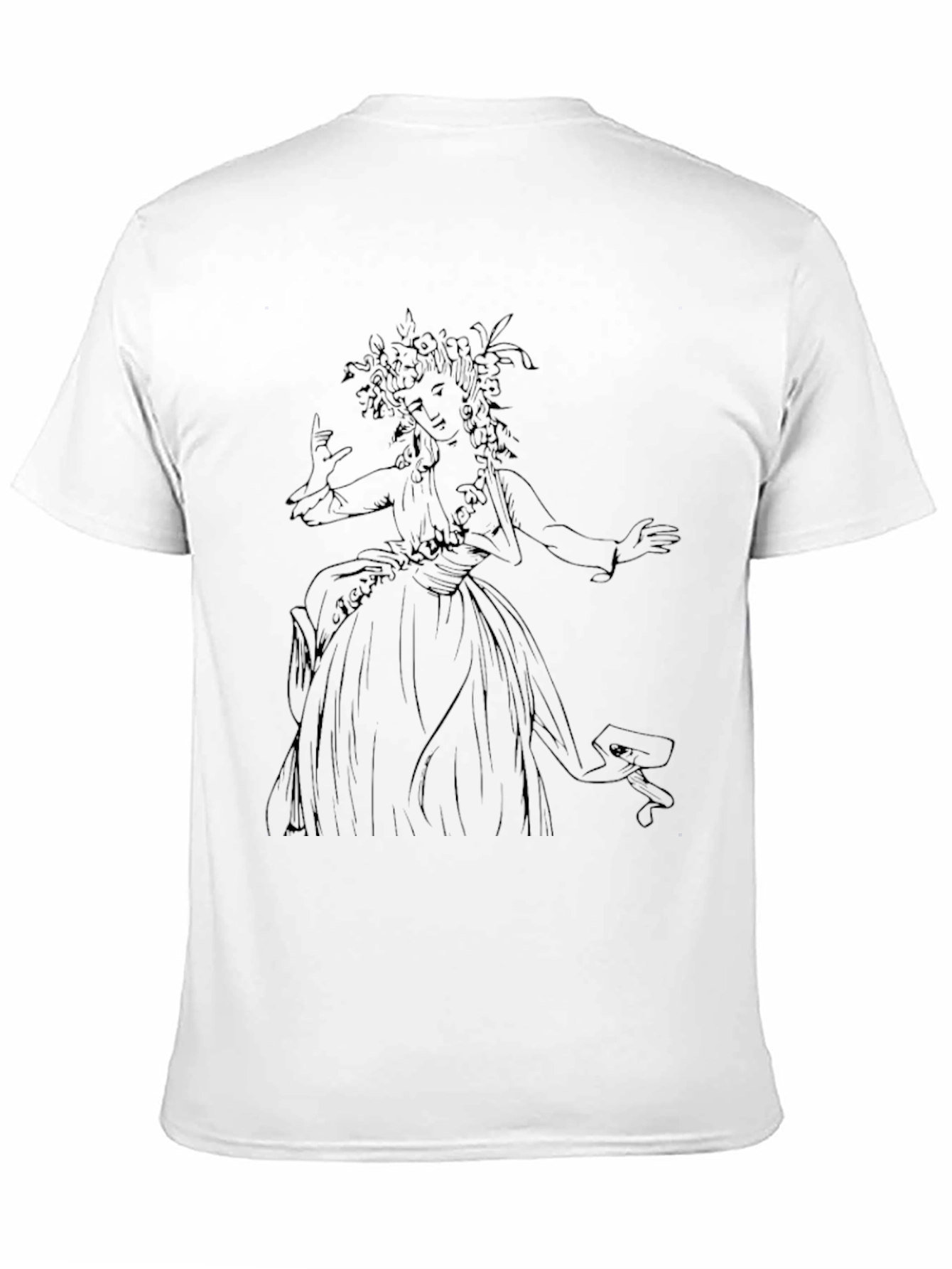 Elegant Woman Sketch Black T-Shirt