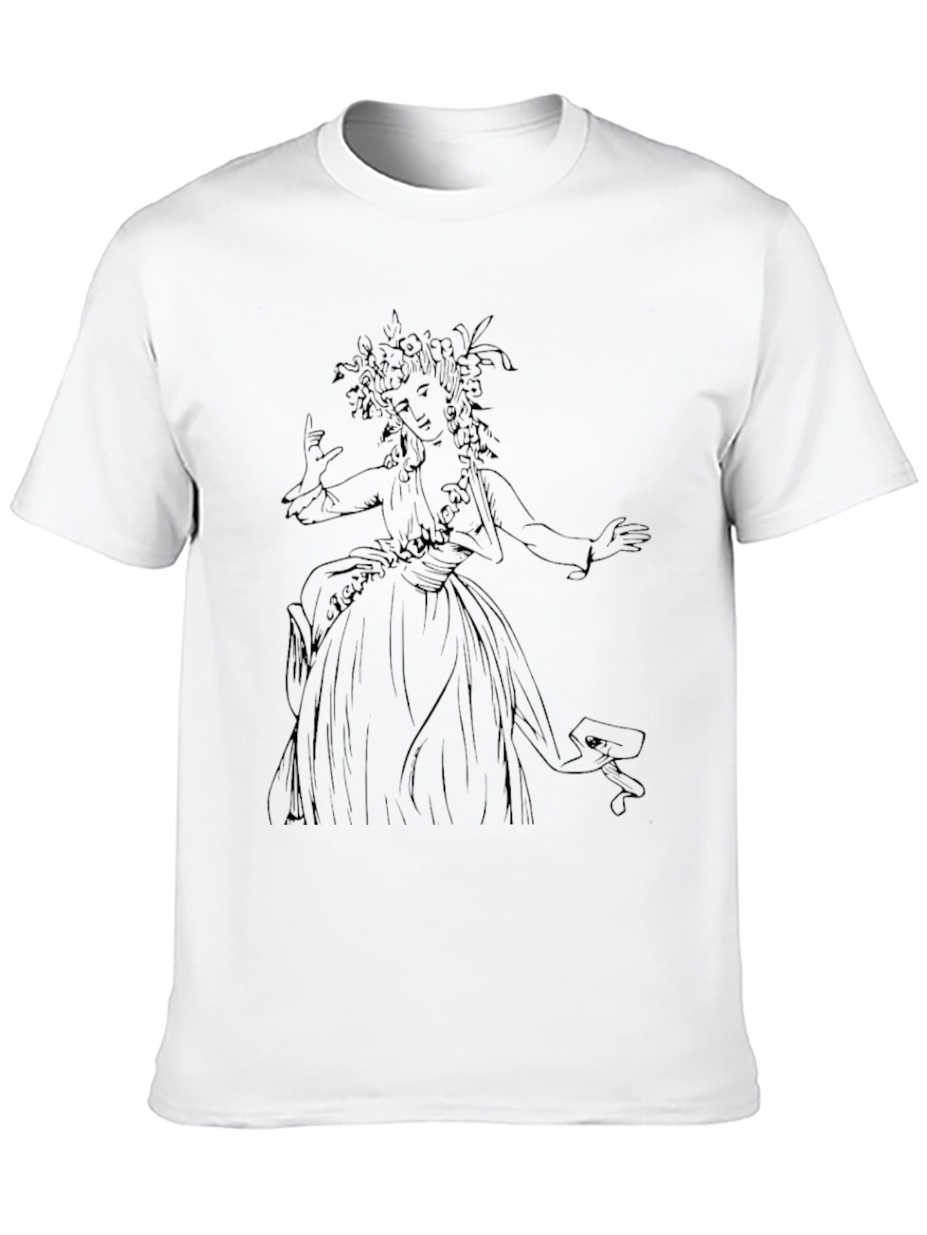 Elegant Woman Sketch Black T-Shirt