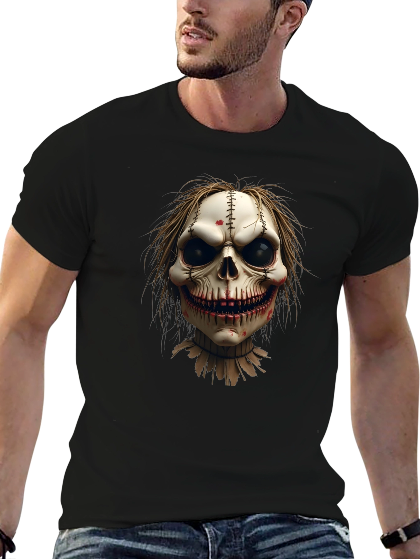 Scary Skull Graphic Tee - Mens Black T-Shirt