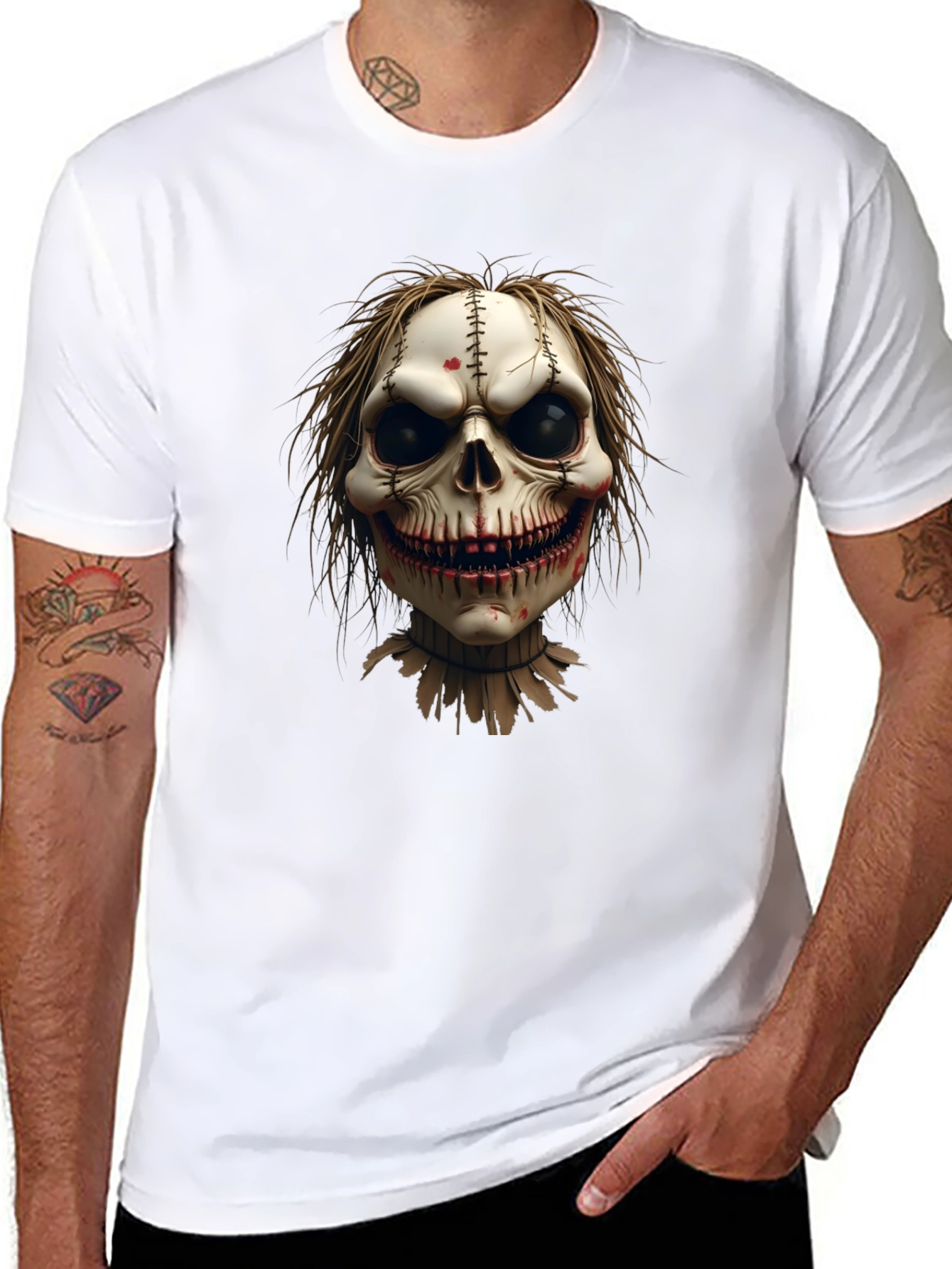 Scary Skull Graphic Tee - Mens Black T-Shirt