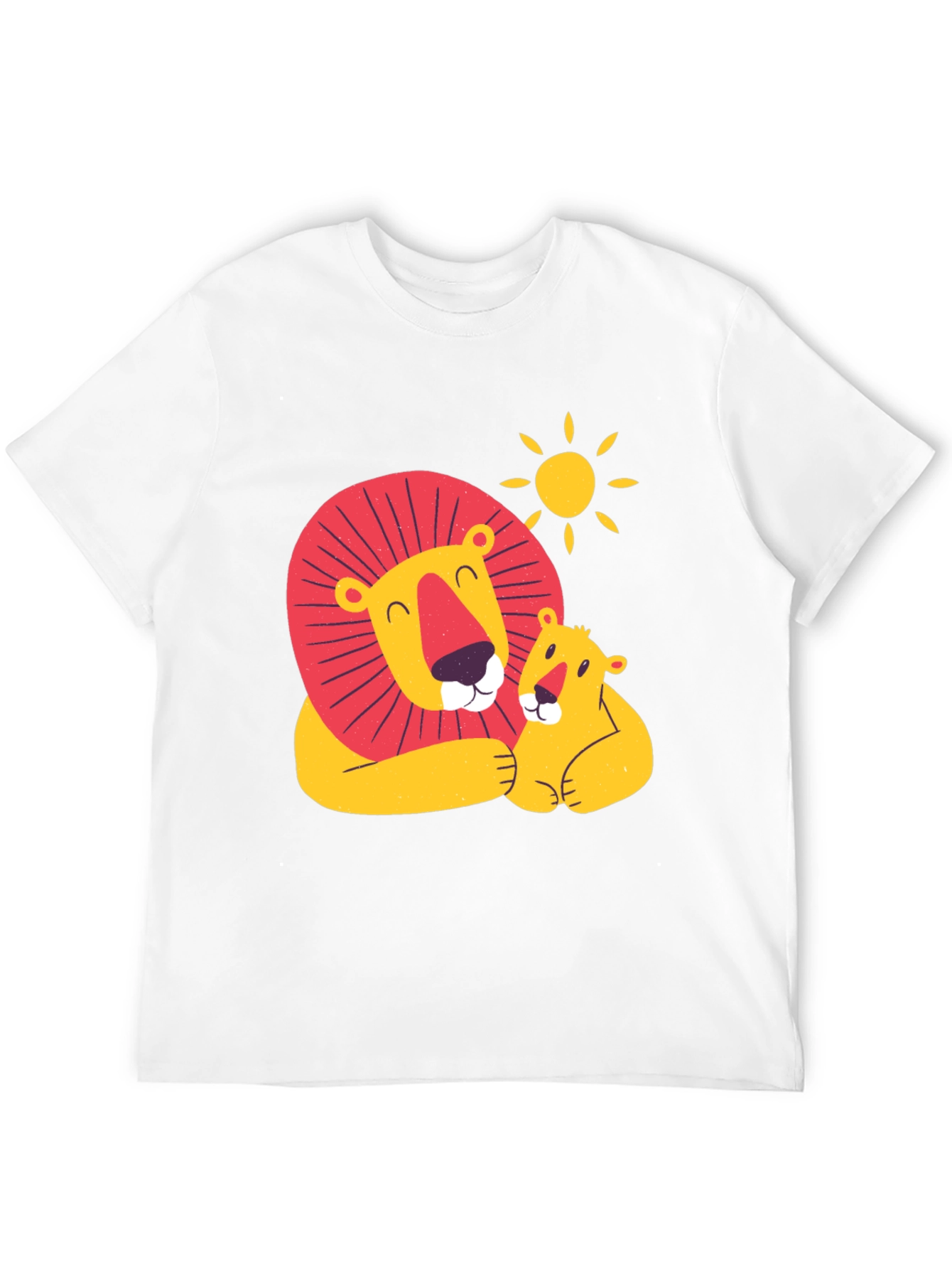 Cute Lion & Cub Graphic Black T-Shirt