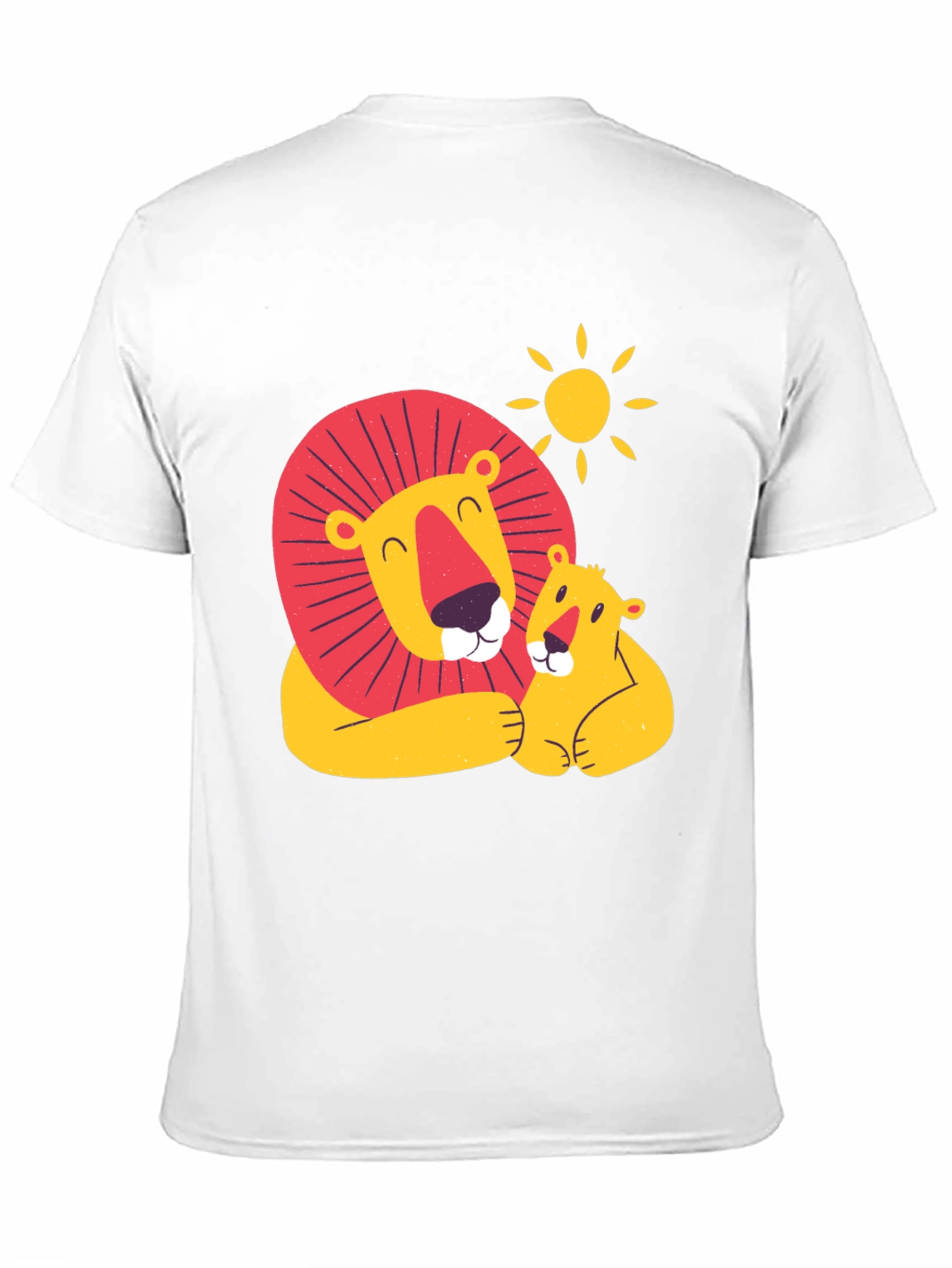 Cute Lion & Cub Graphic Black T-Shirt