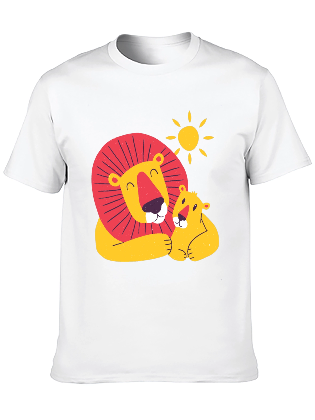 Cute Lion & Cub Graphic Black T-Shirt