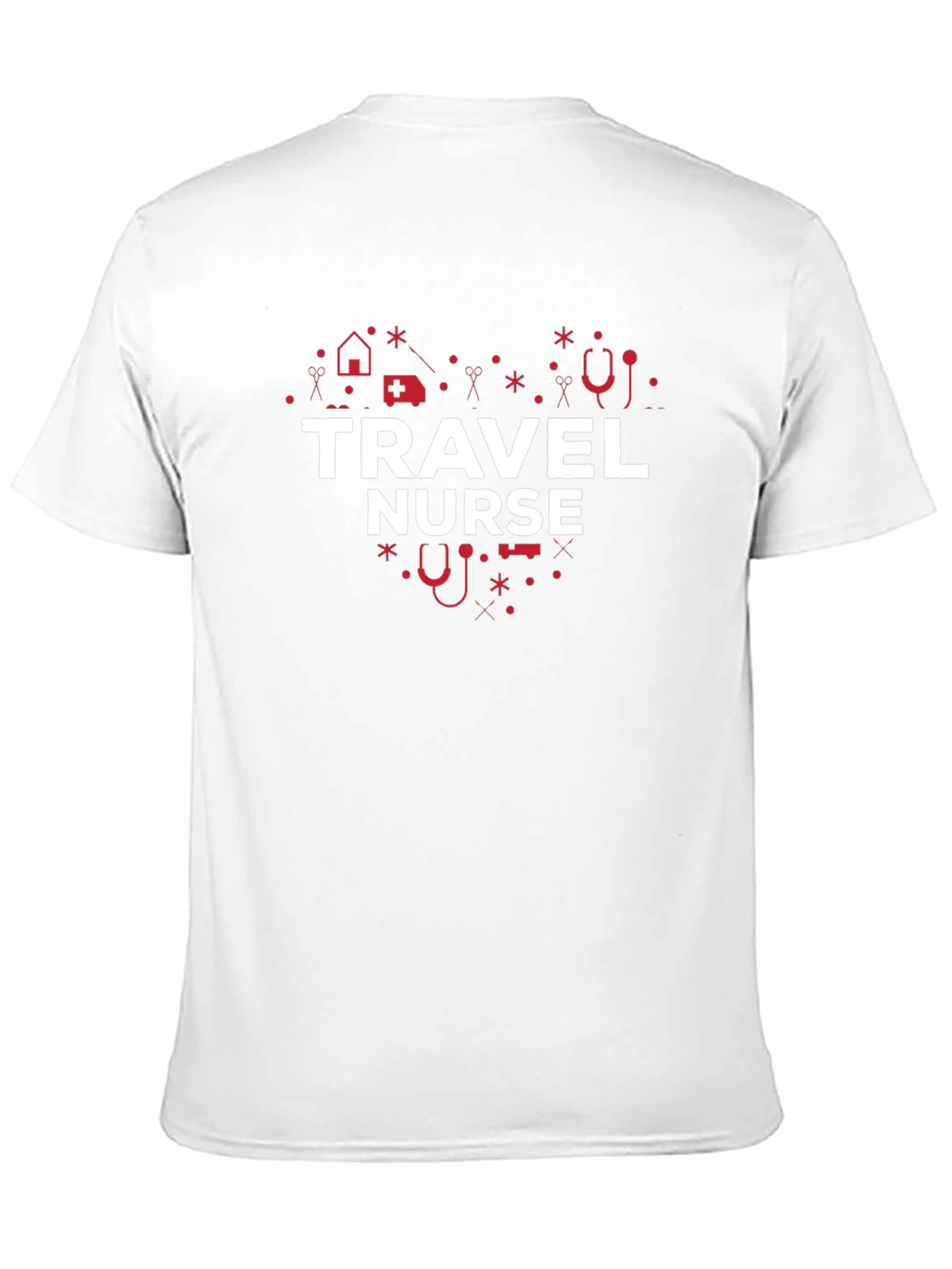 Travel Nurse Heart Graphic Tee - Black Cotton T-Shirt